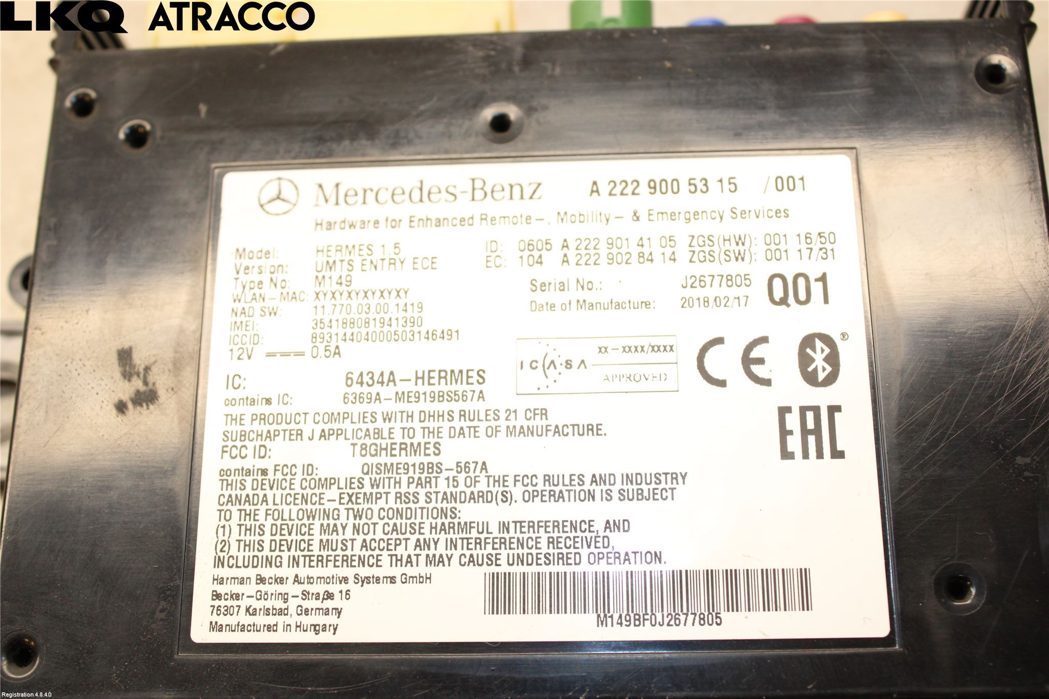 Mercedes-Benz MB C-KLASS (W205) 14-21 Styreenhet Øvrig