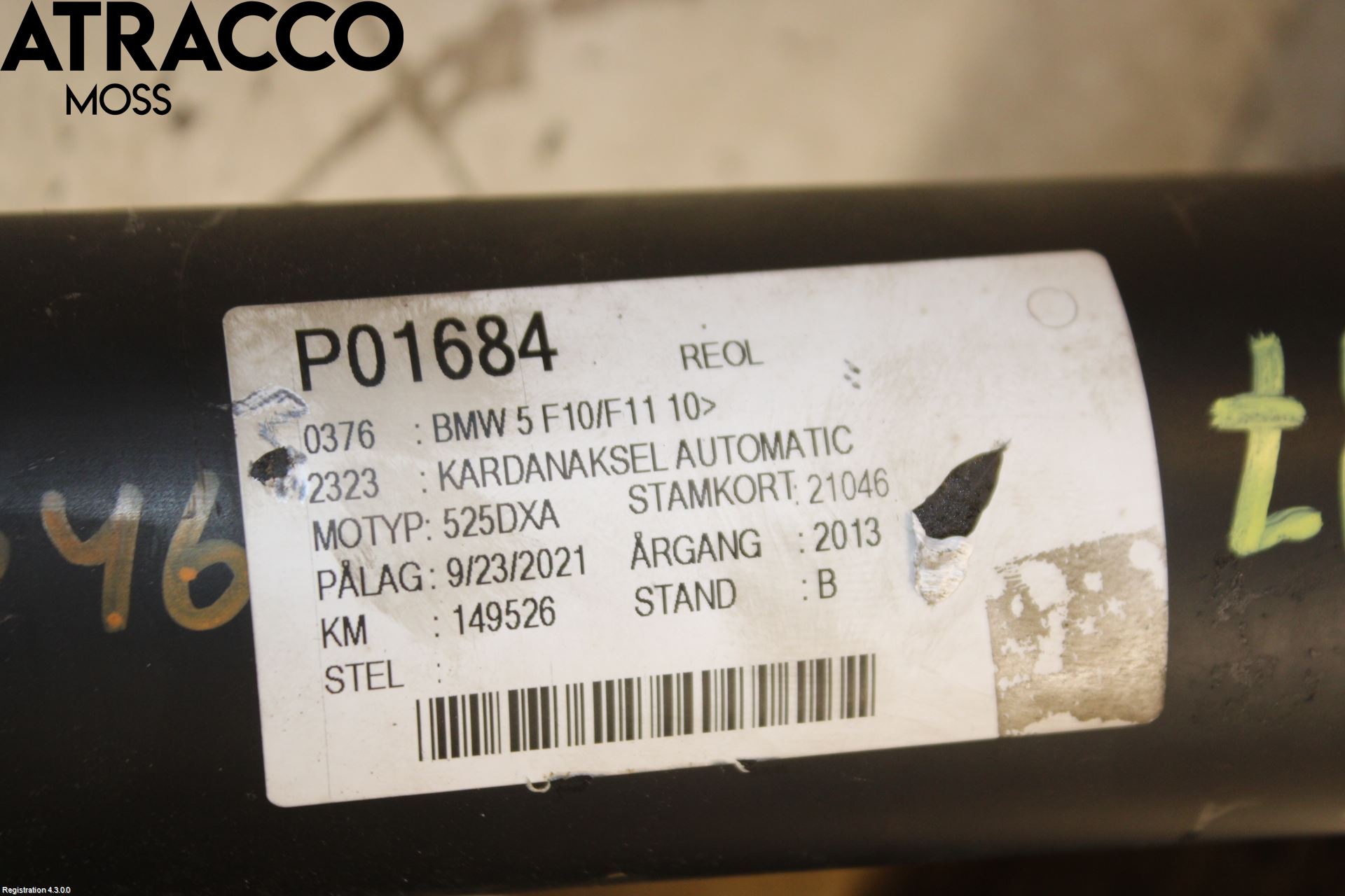 BMW 5 F10/F11/F18 09-17 Mellomaksel Bakre