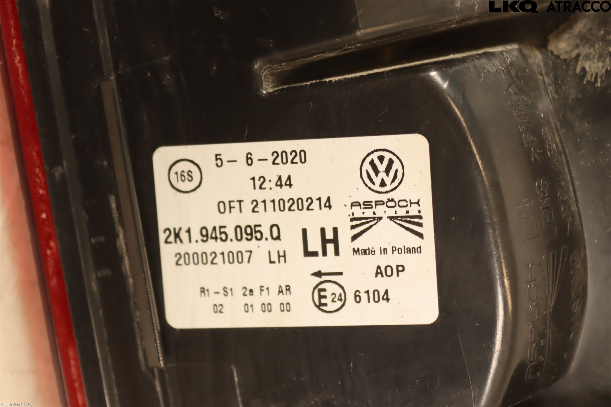 Volkswagen VW CADDY 16-20 Baklykt Venstre