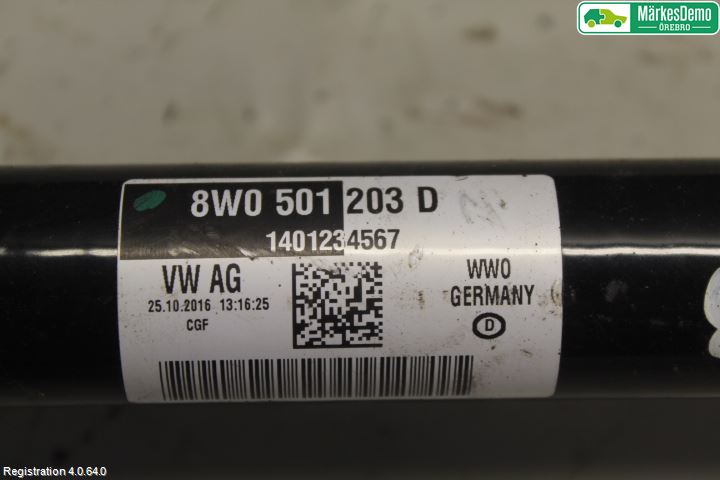 Audi A4/S4 B9 16-19 Drivaksel Bak Kompl Høyre