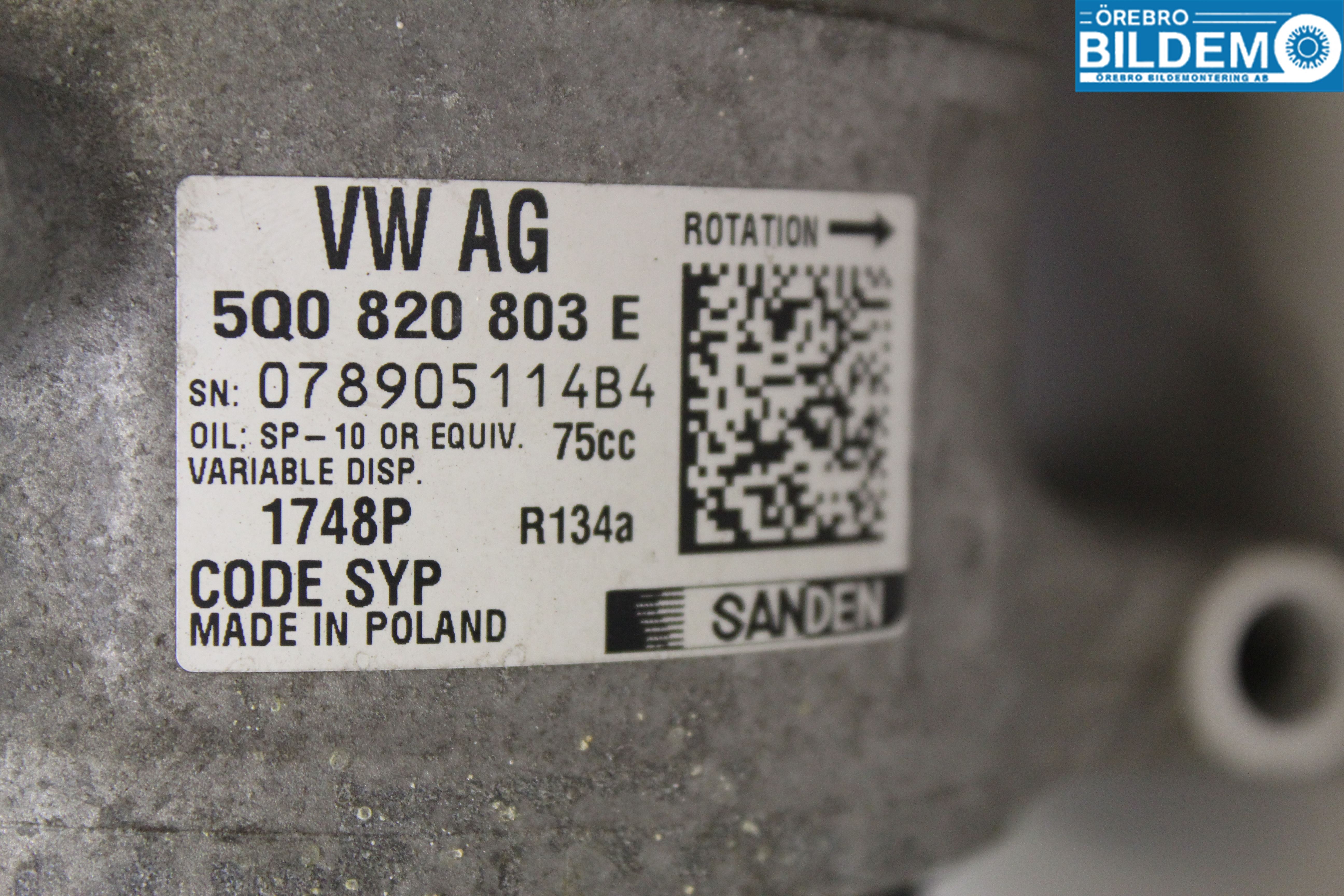 Audi A3/S3 8V 13-20 Varme Ac Kompressor