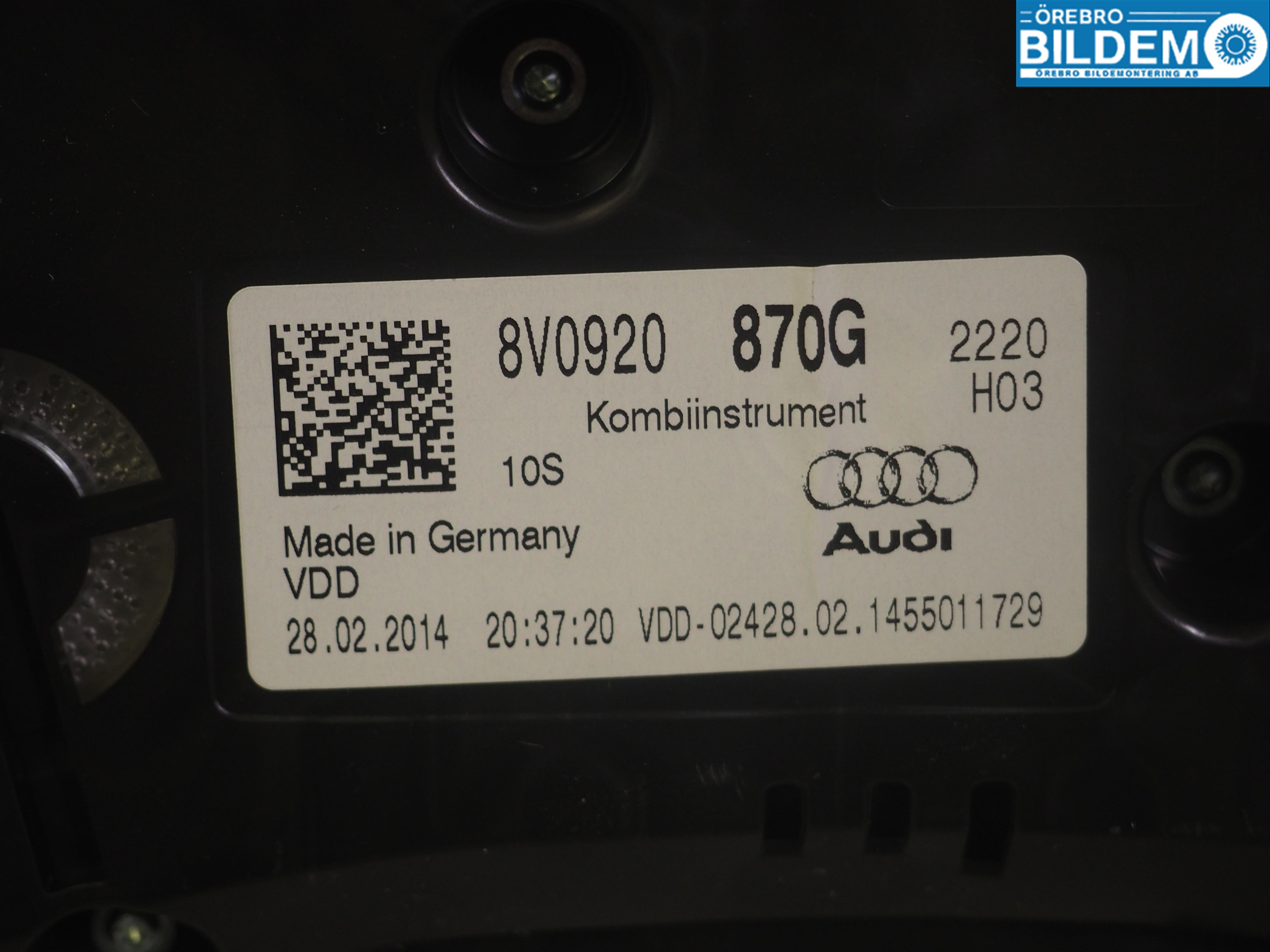 Audi A3/S3 8V 13-20 Instr Kombinert