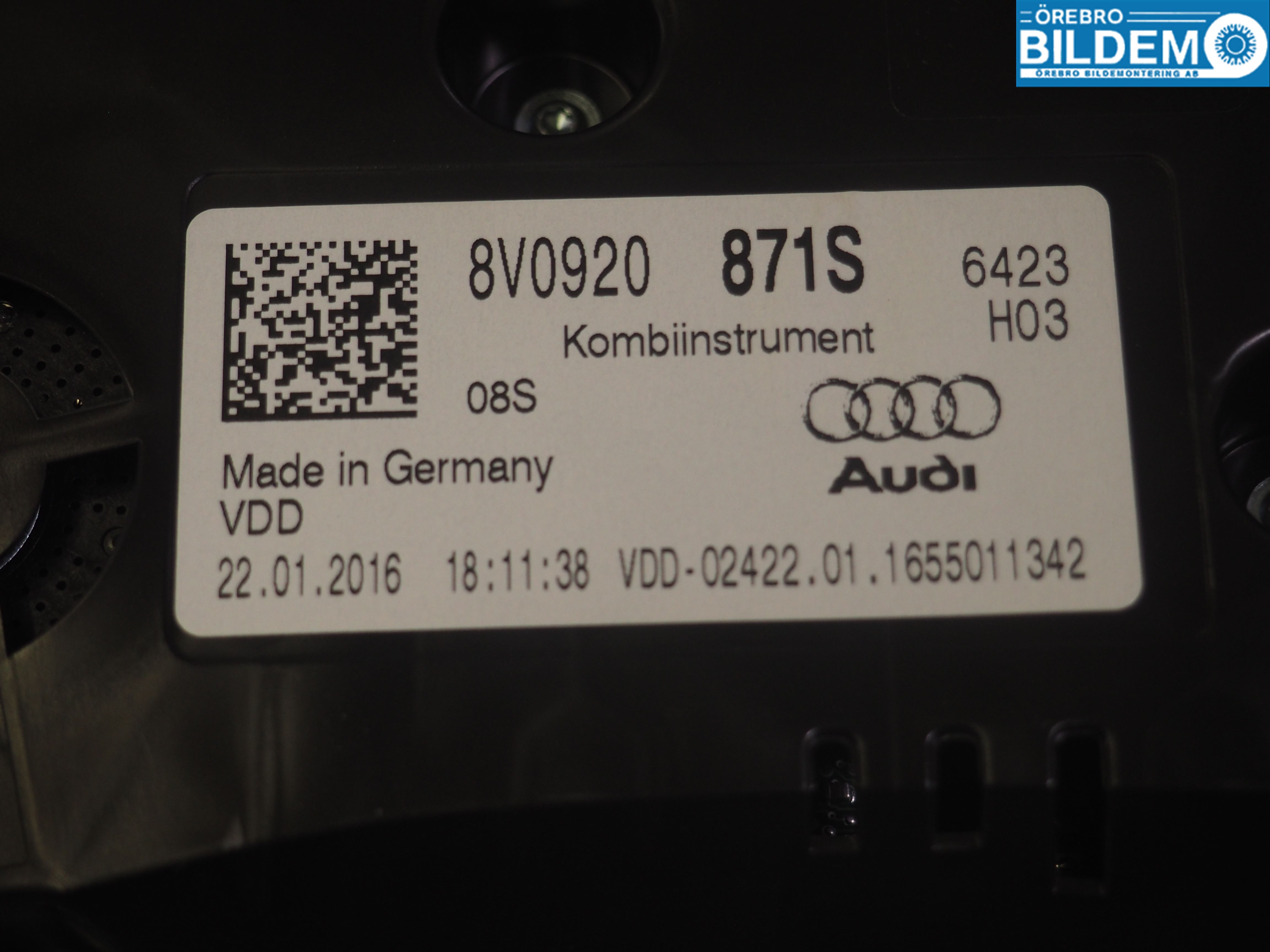 Audi A3/S3 8V 13-20 Instr Kombinert