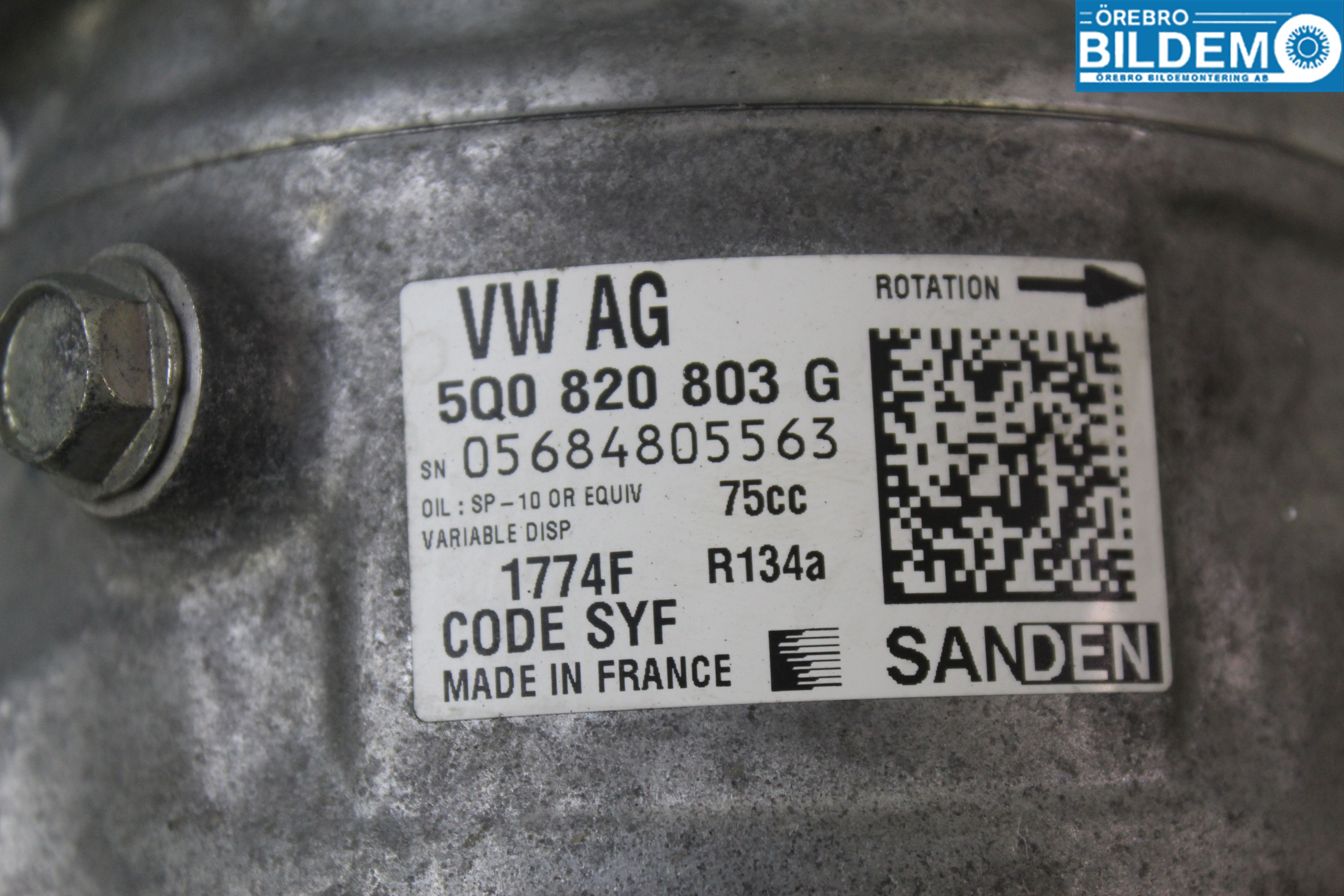 Volkswagen VW GOLF / E-GOLF VII 13-20 Varme Ac Kompressor