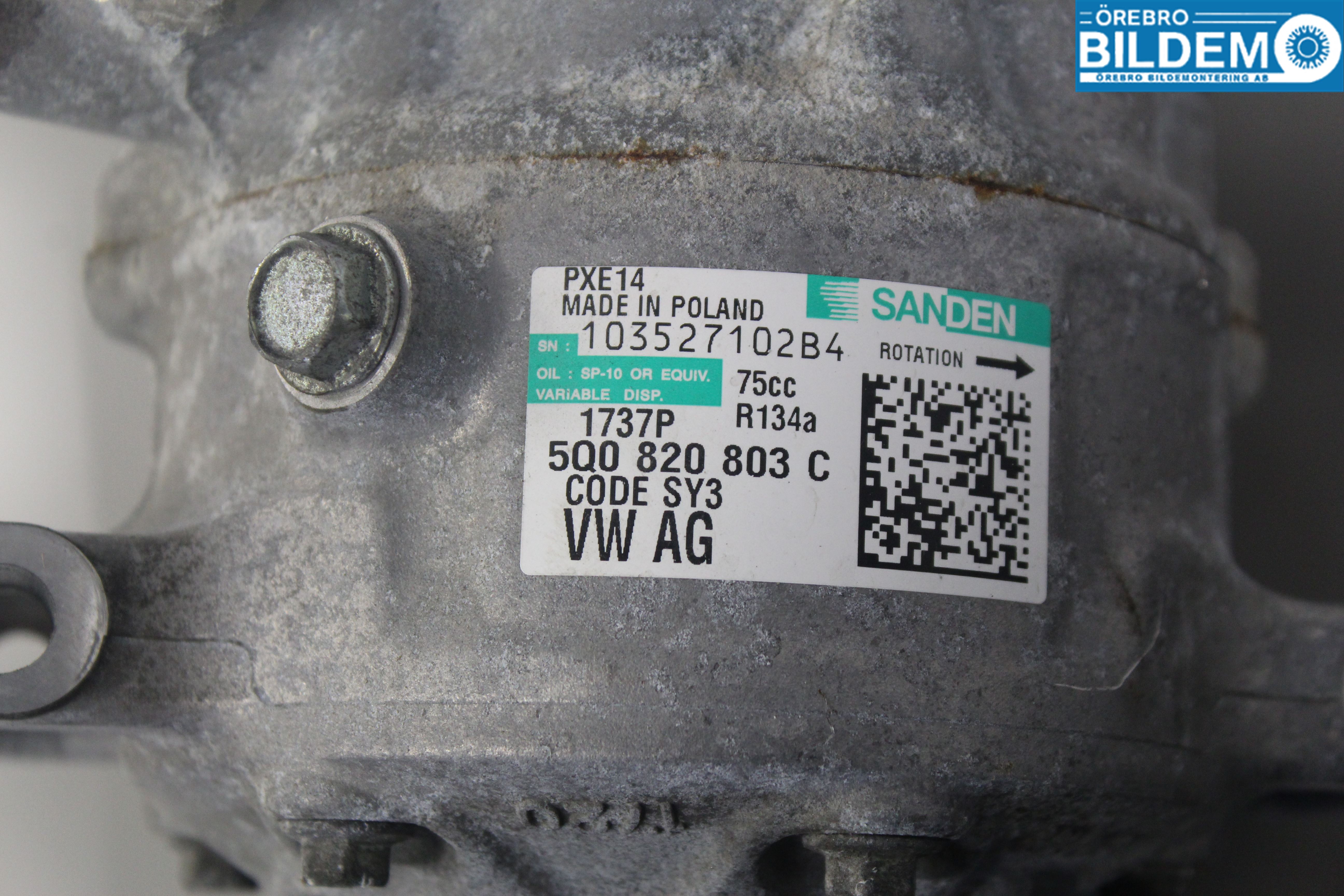 Volkswagen VW GOLF / E-GOLF VII 13-20 Varme Ac Kompressor