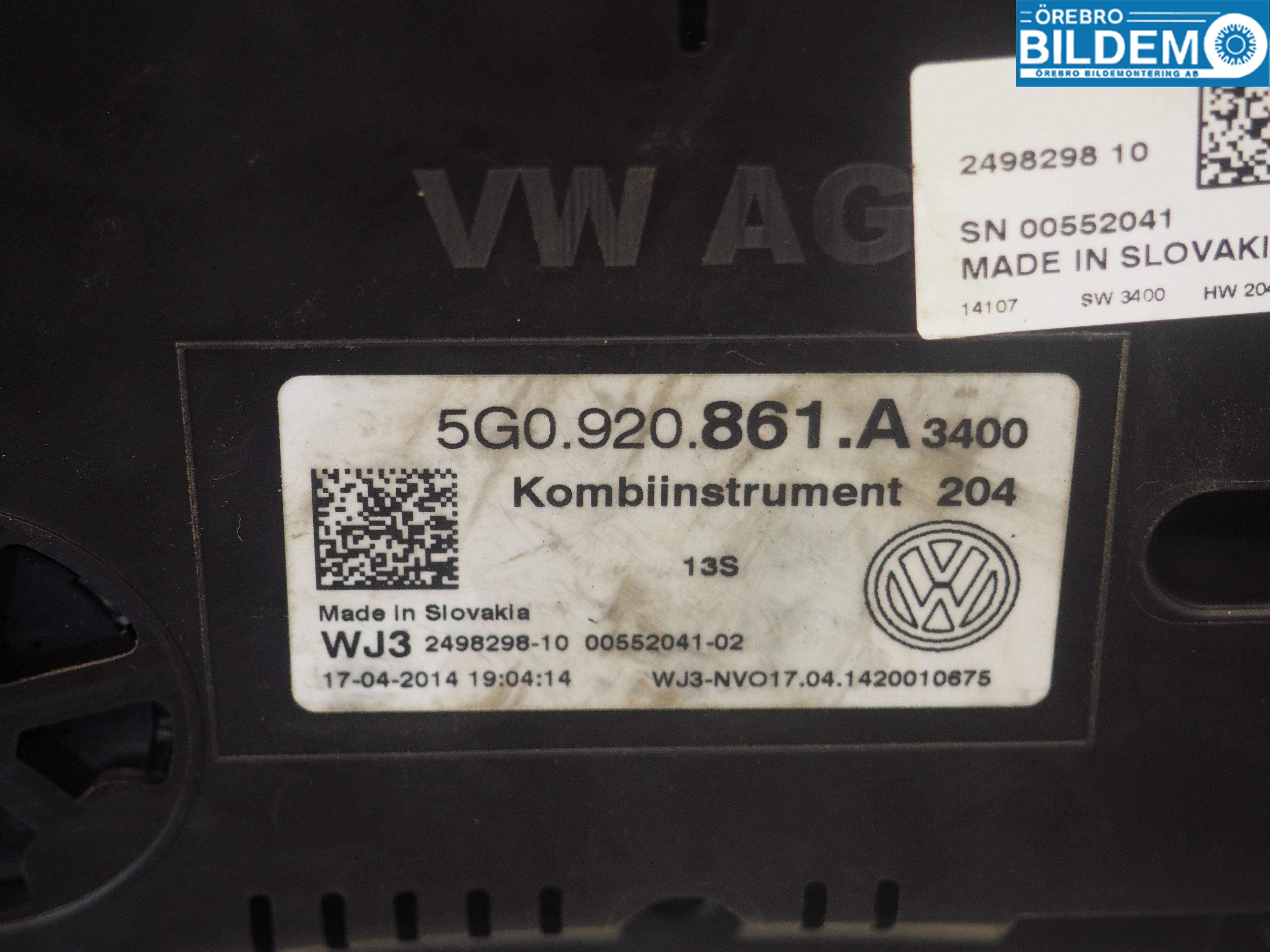 Volkswagen VW GOLF / E-GOLF VII 13-20 Instr Kombinert