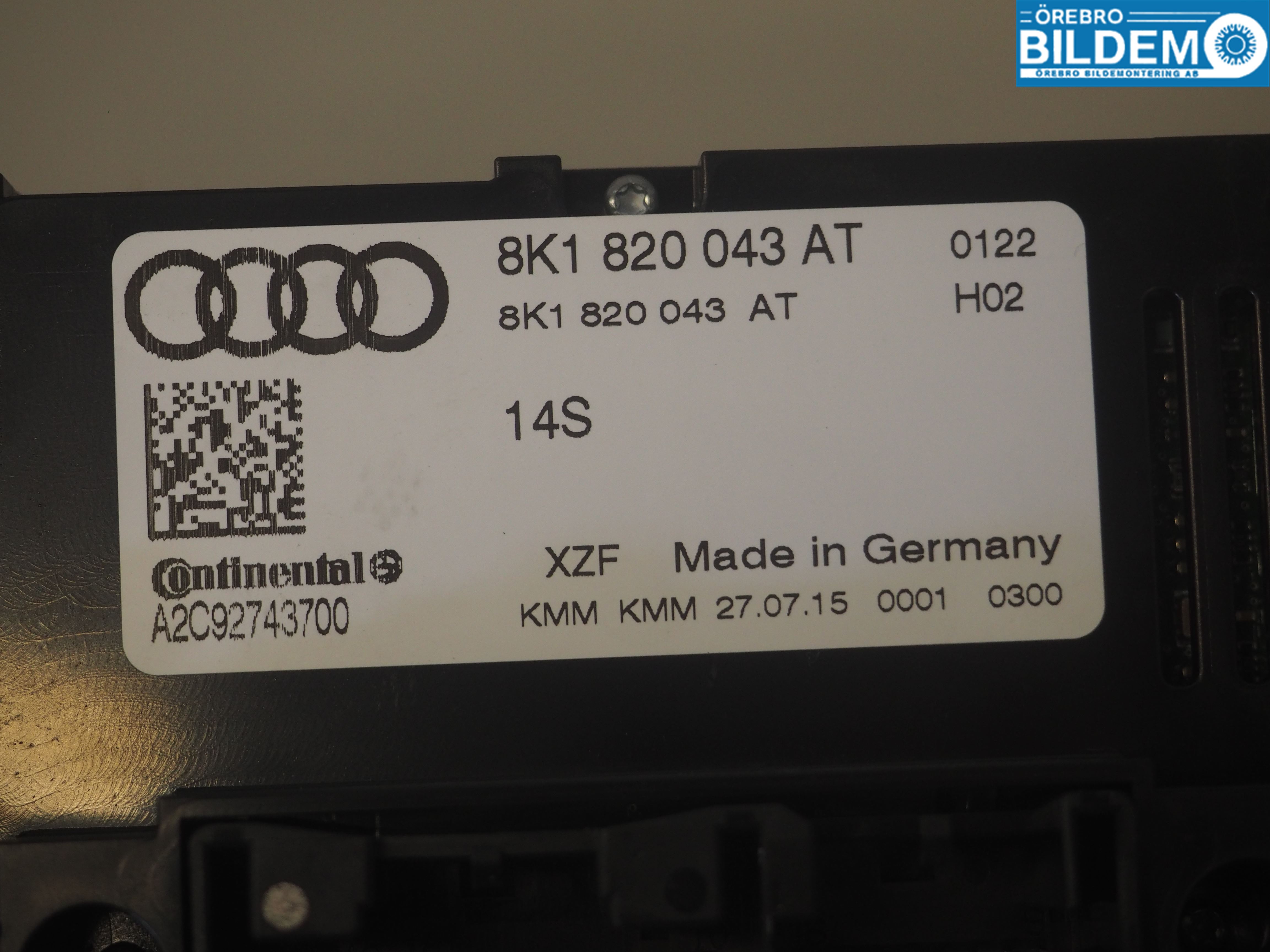 Audi A5 07-16 Varme Ac Betjening-Display