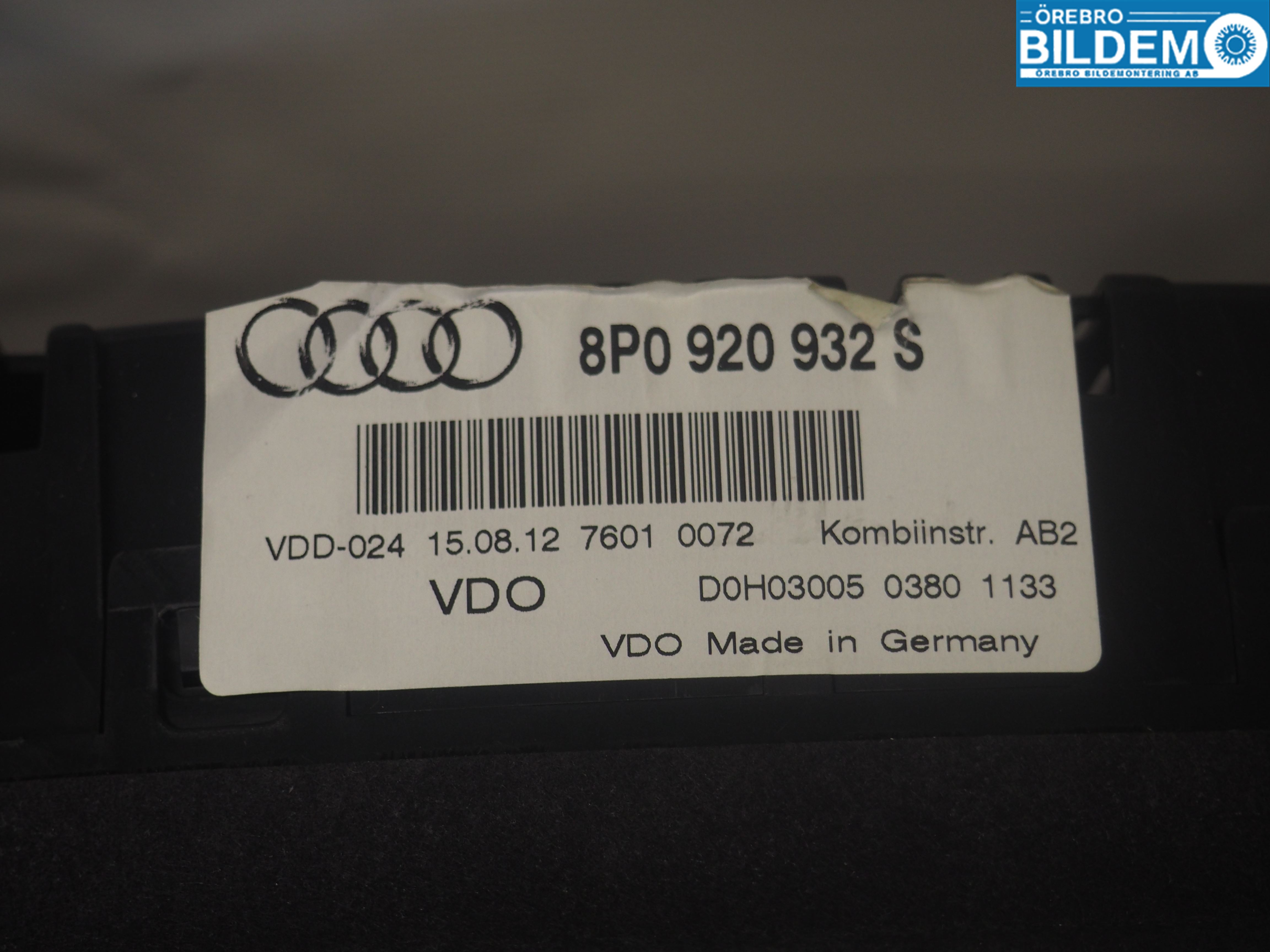 Audi A3/S3 05-13 Instr Kombinert