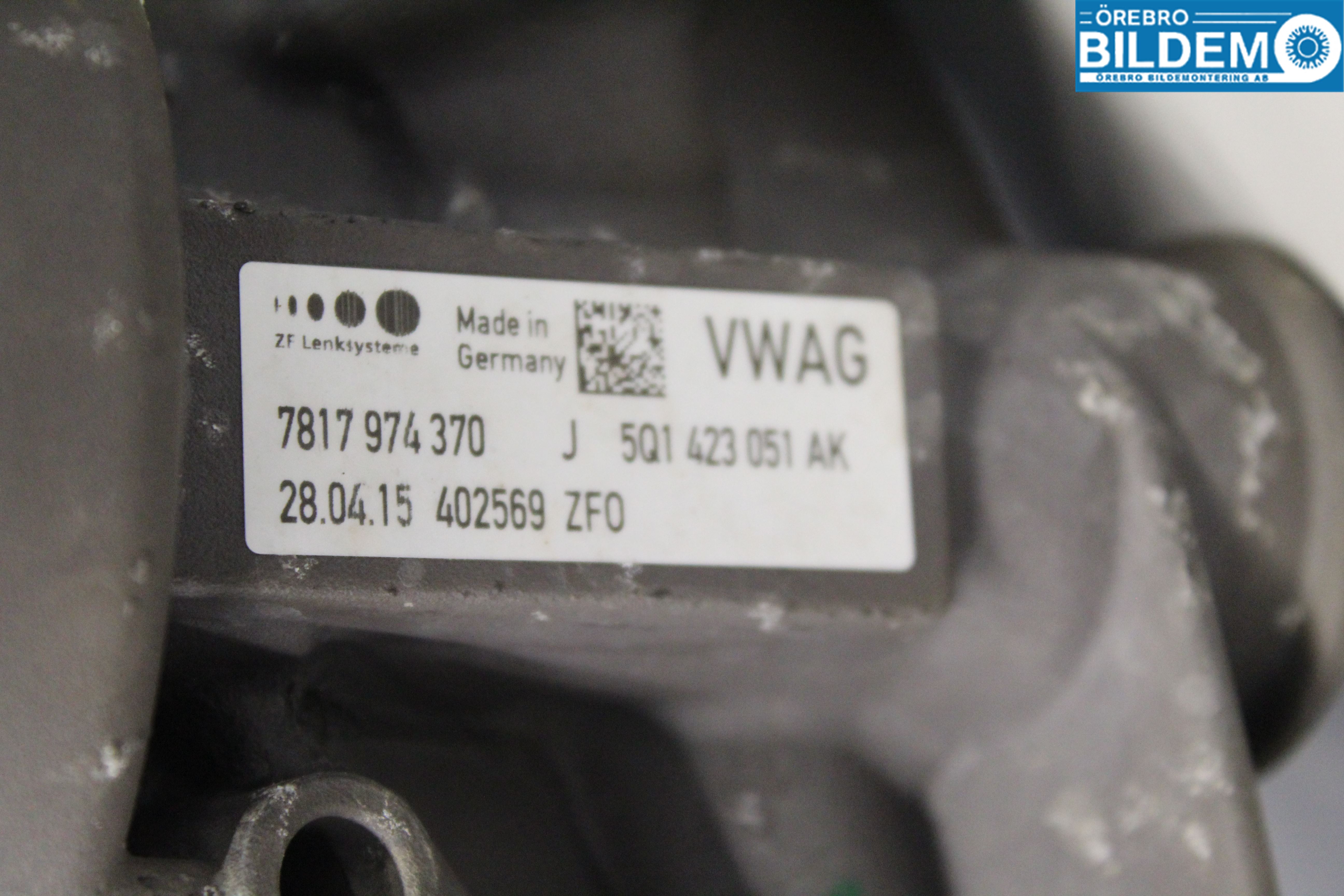 Audi A3/S3 8V 13-20 Servo Snekke - Tannstang
