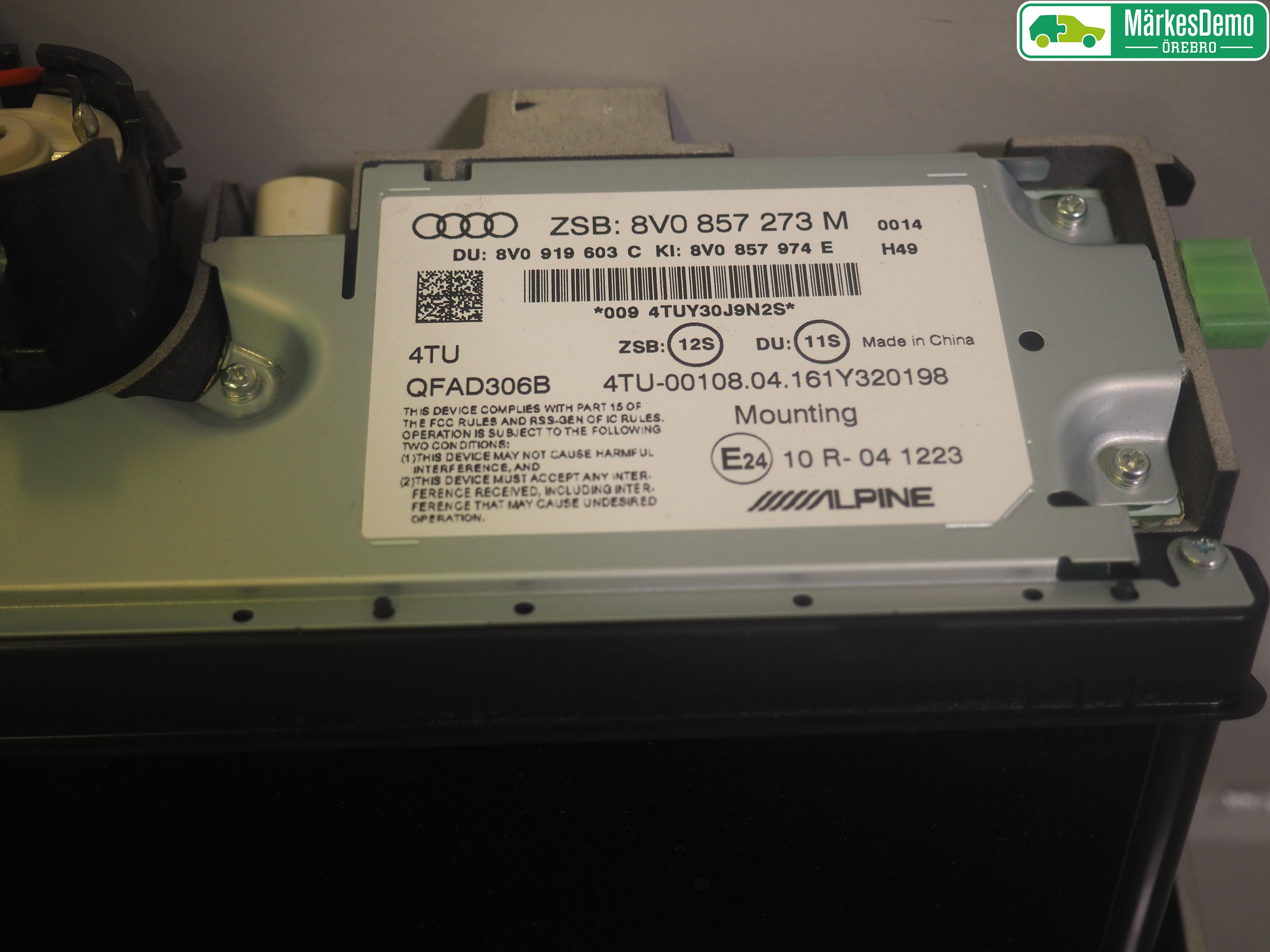 Audi A3/S3 8V 13-20 Instr Skjerm Dvd-Gps-Ac-Tlf