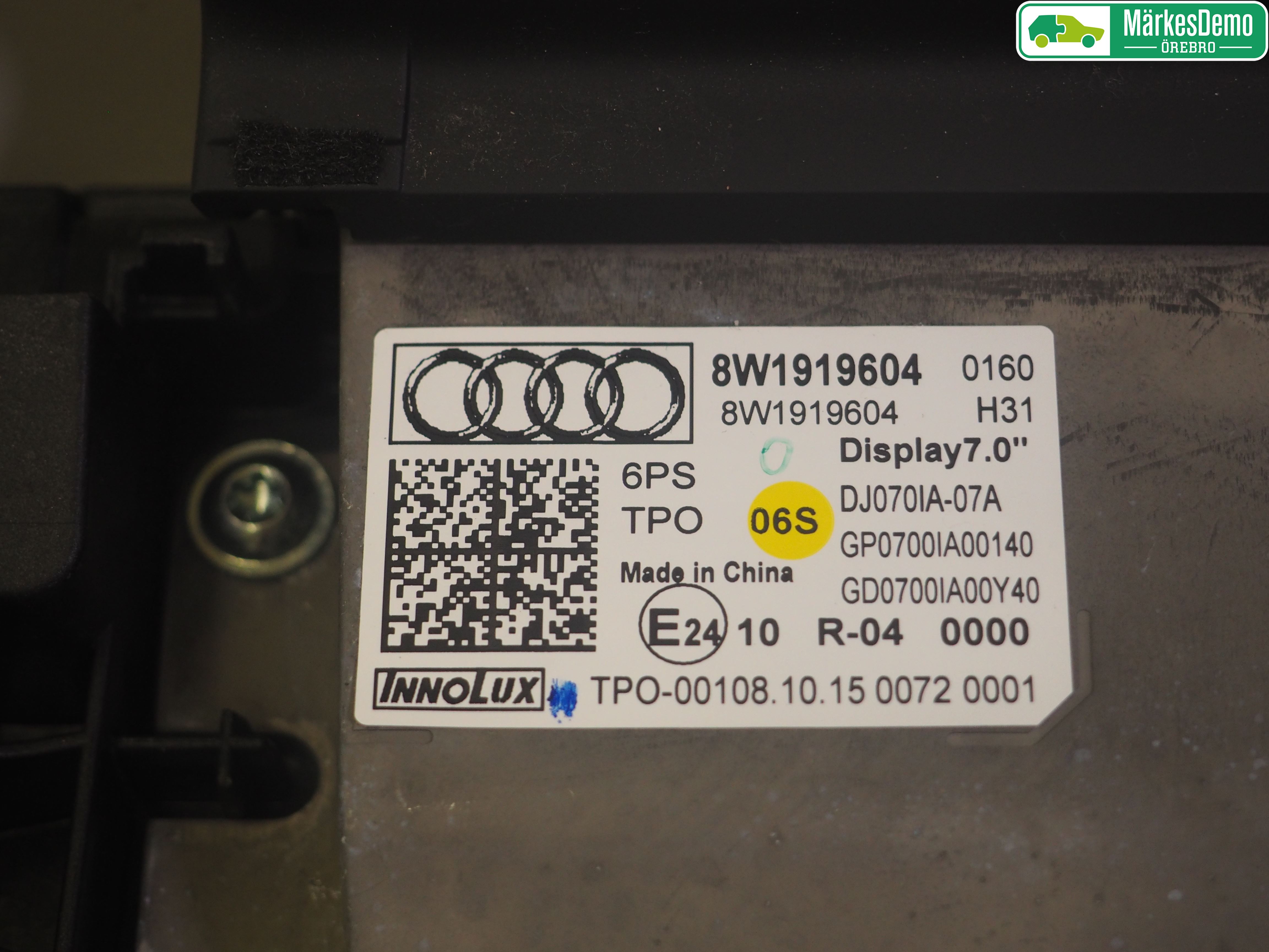 Audi A4/S4 B9 16-19 Instr Skjerm Dvd-Gps-Ac-Tlf