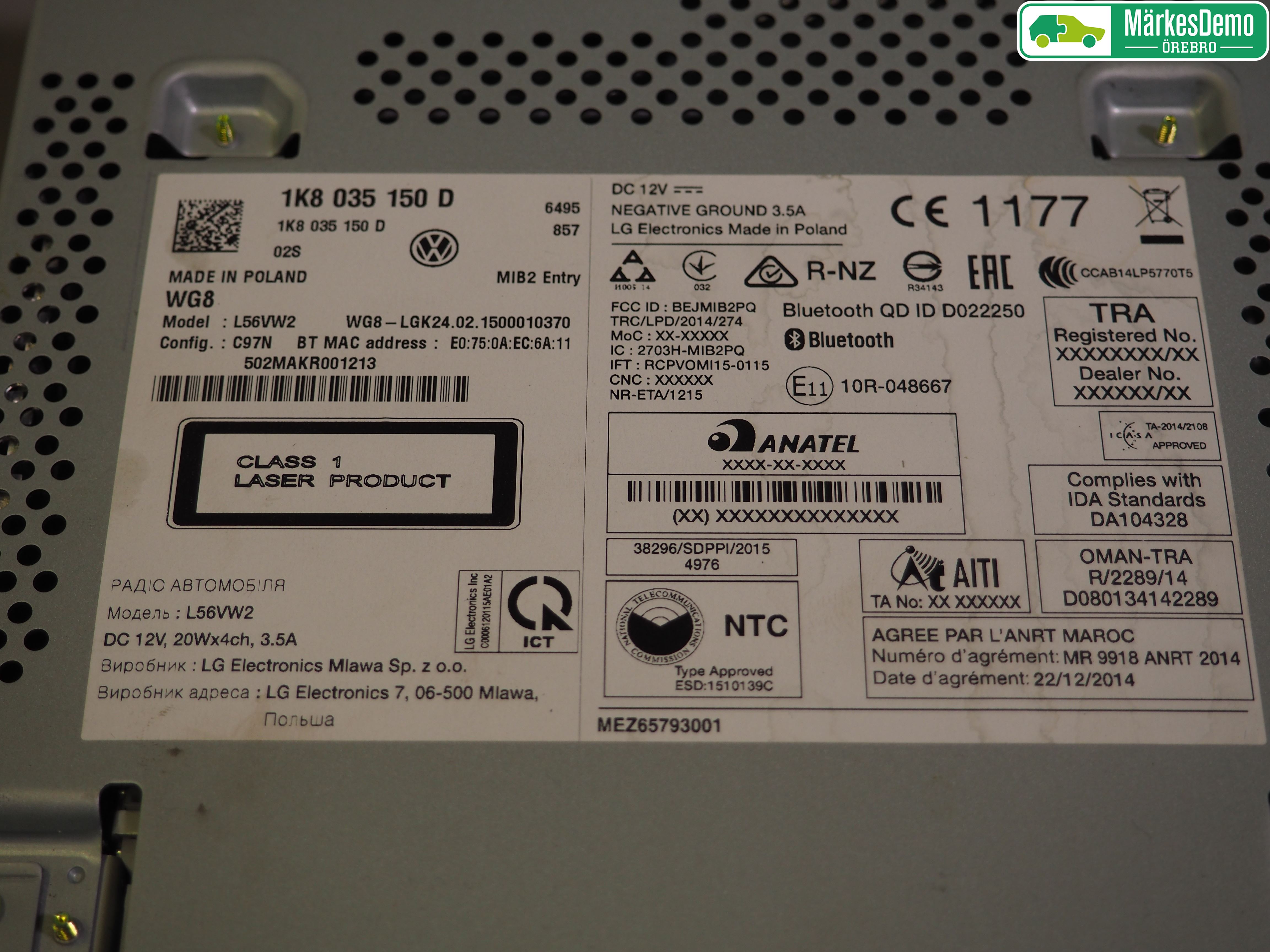 Volkswagen VW TRANSP/CARAVELLE (T6) 16-22 Stereo Radio