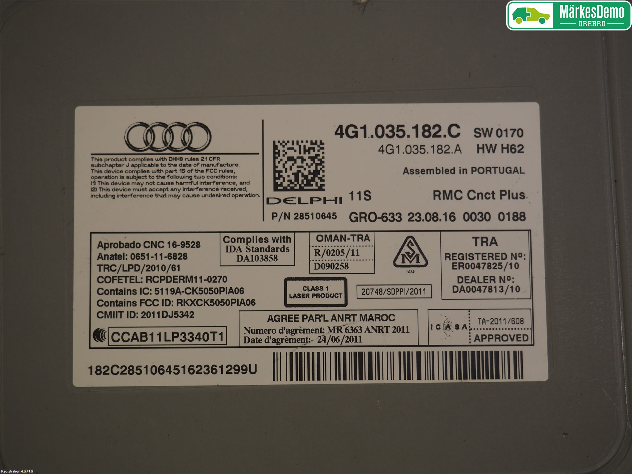 Audi A6/S6 4G 11-18 Stereo Radio Med Cd