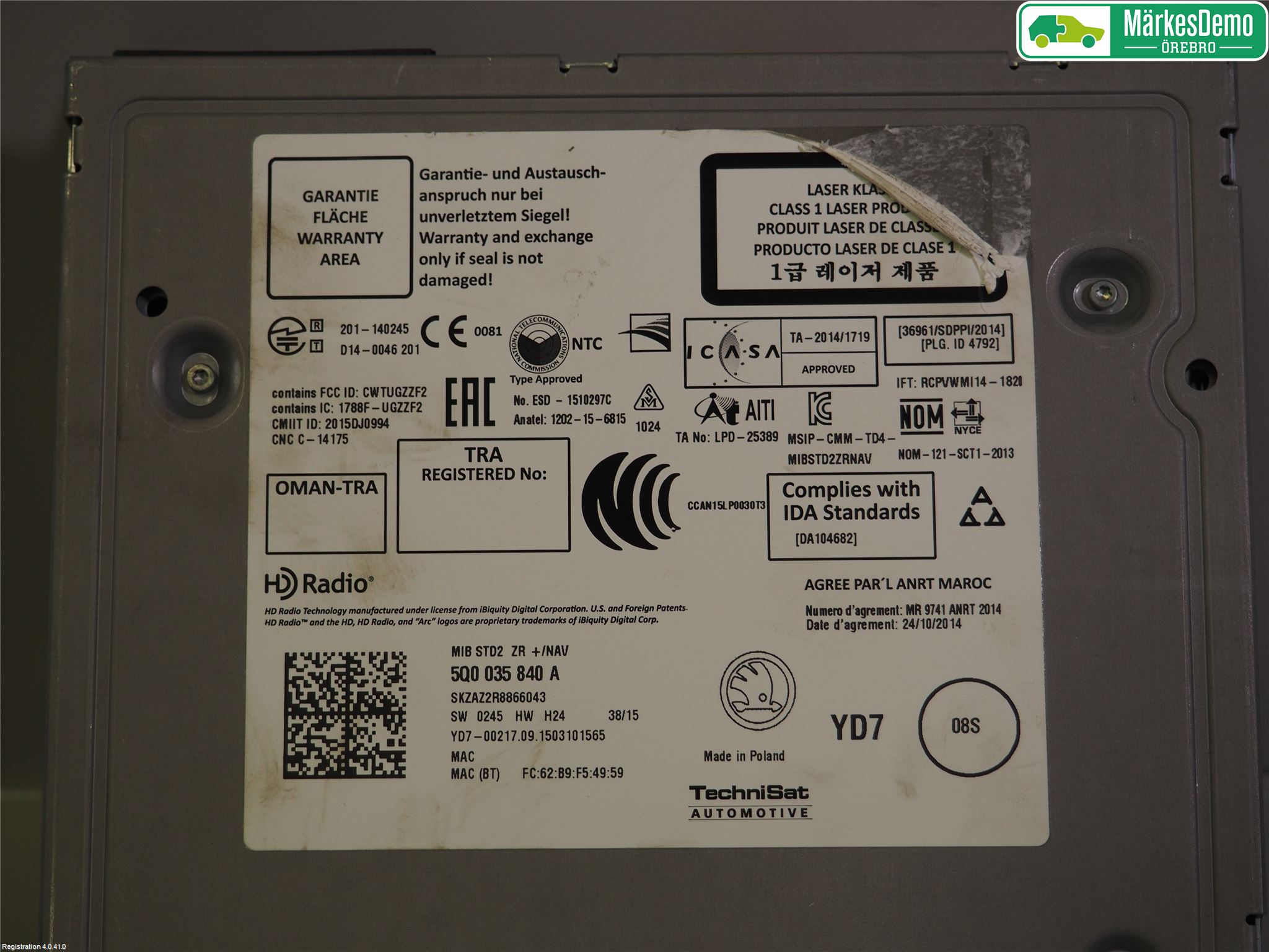 Skoda FABIA 15-21 Stereo Radio