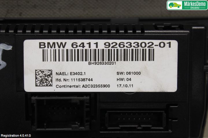 BMW X1 E84 10-15 Varme Ac Betjening-Display