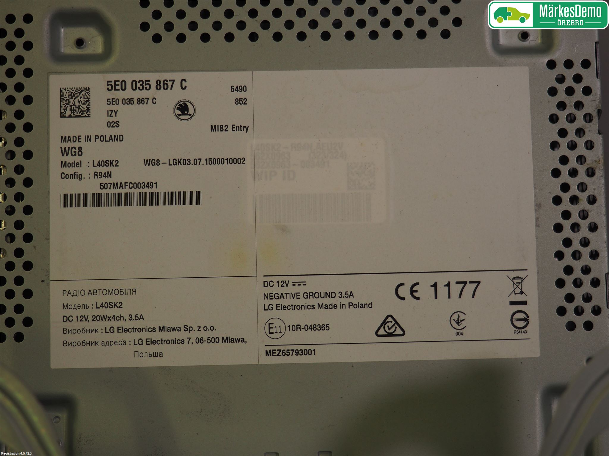 Skoda OCTAVIA (5E) 13-20 Stereo Radio