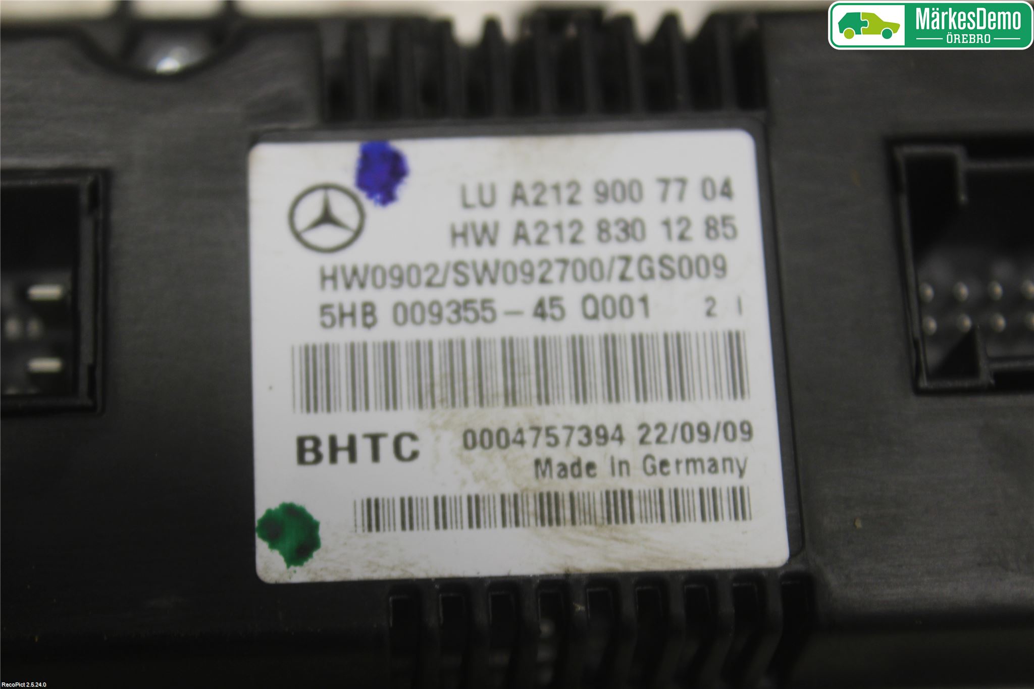 Mercedes-Benz MB E-KLASS (W212) 09-16 Varme Ac Betjening-Display