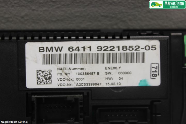 BMW X1 E84 10-15 Varme Ac Betjening-Display
