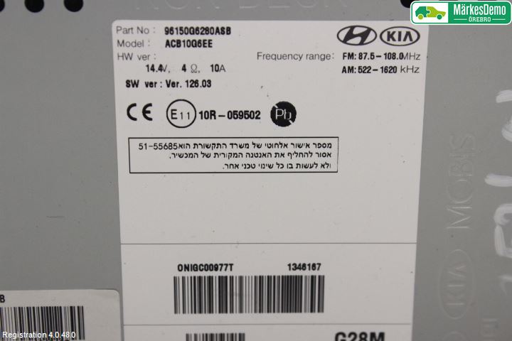 Kia PICANTO 17- Stereo Radio Med Cd