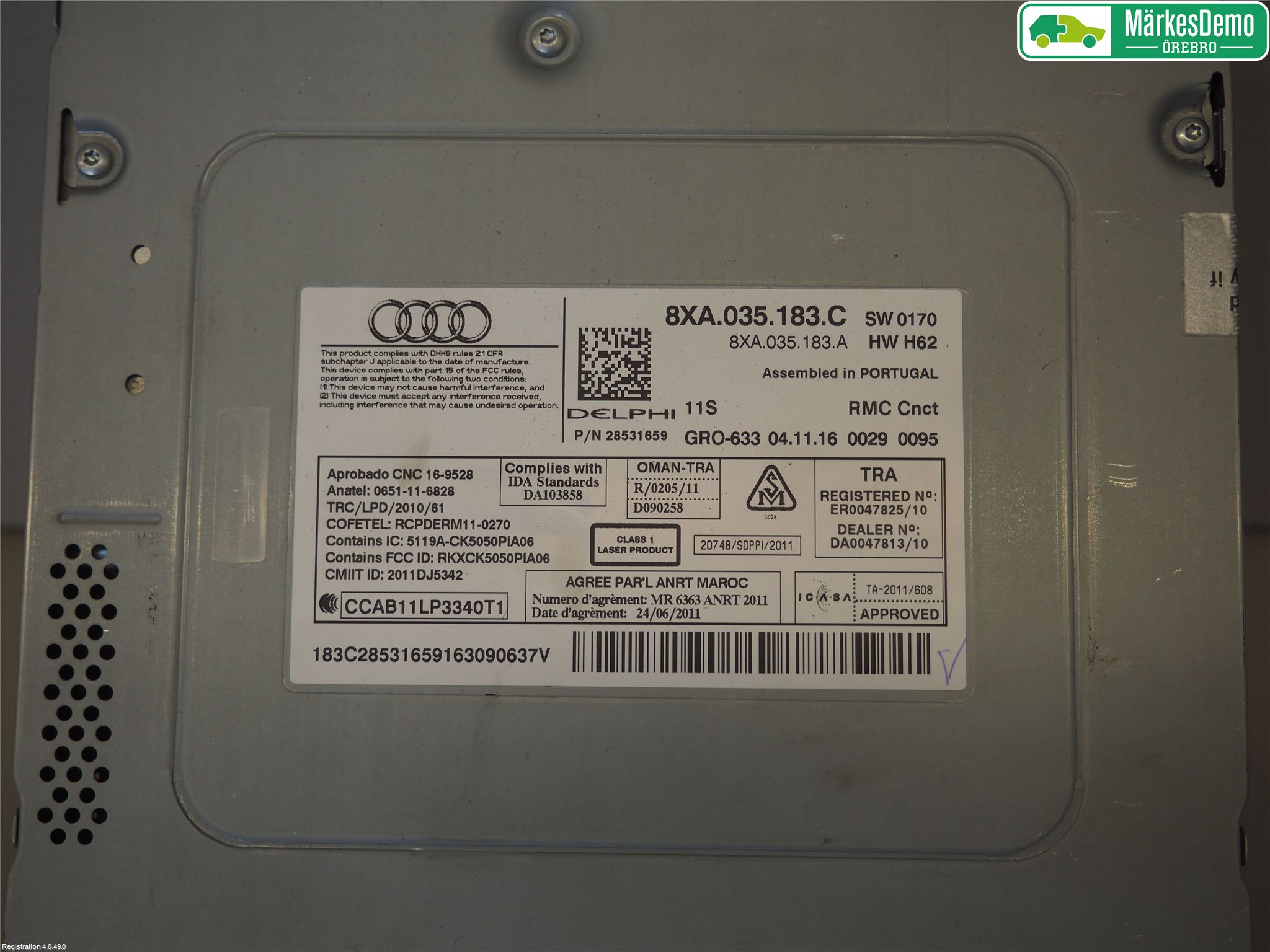 Audi A1/S1 11-18 Stereo Radio Med Cd