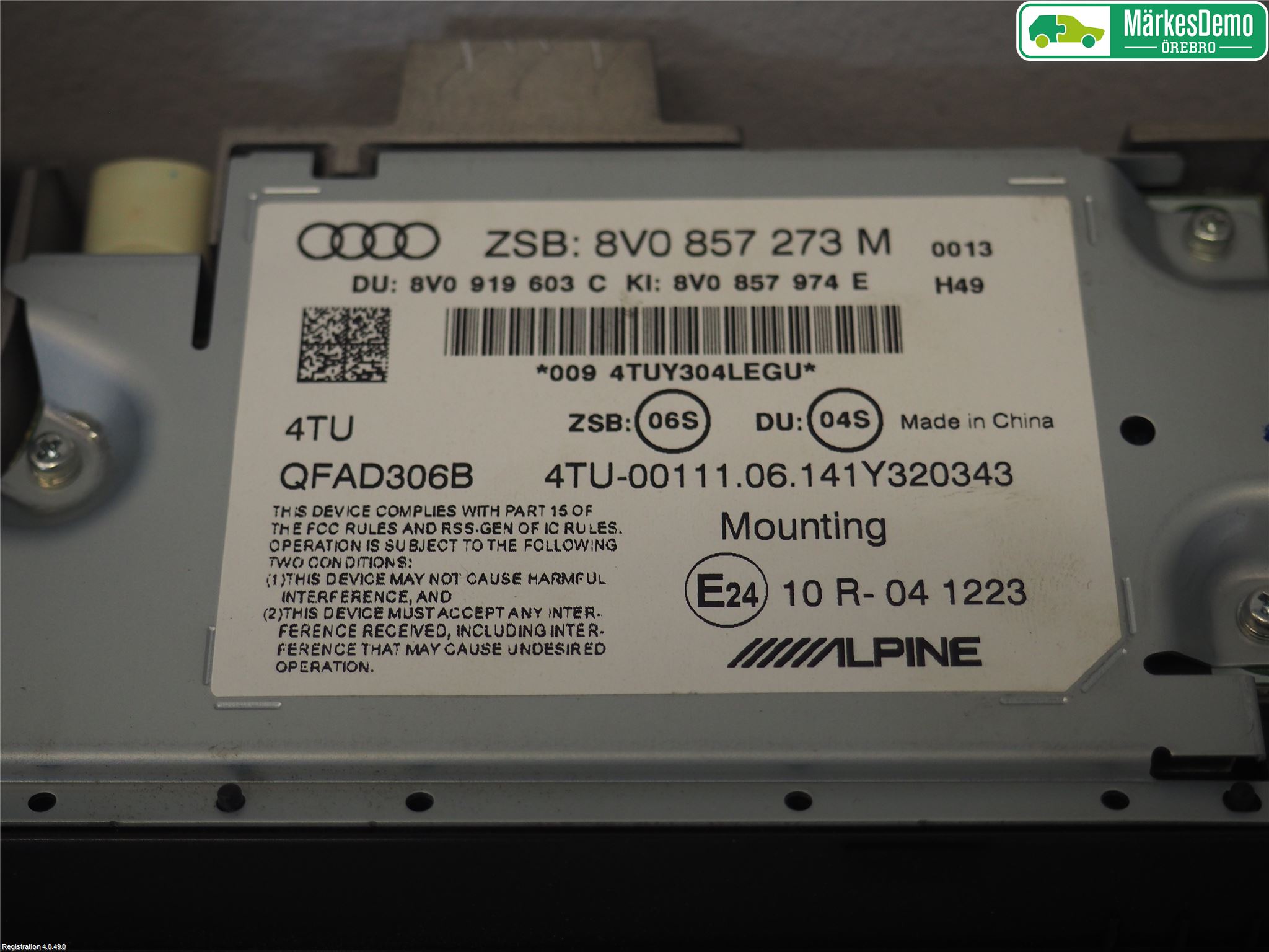 Audi A3/S3 8V 13-20 Instr Skjerm Dvd-Gps-Ac-Tlf
