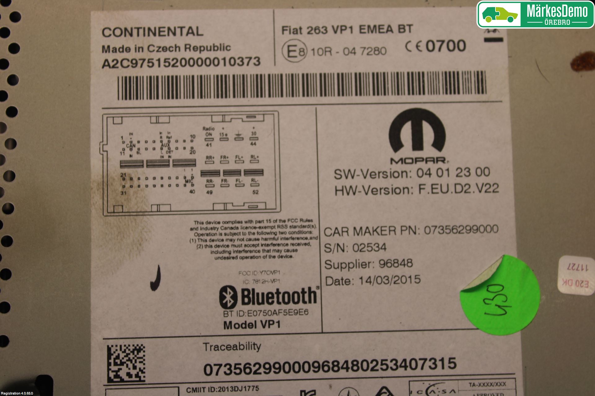 Fiat DOBLO CARGO Stereo Radio Med Cd