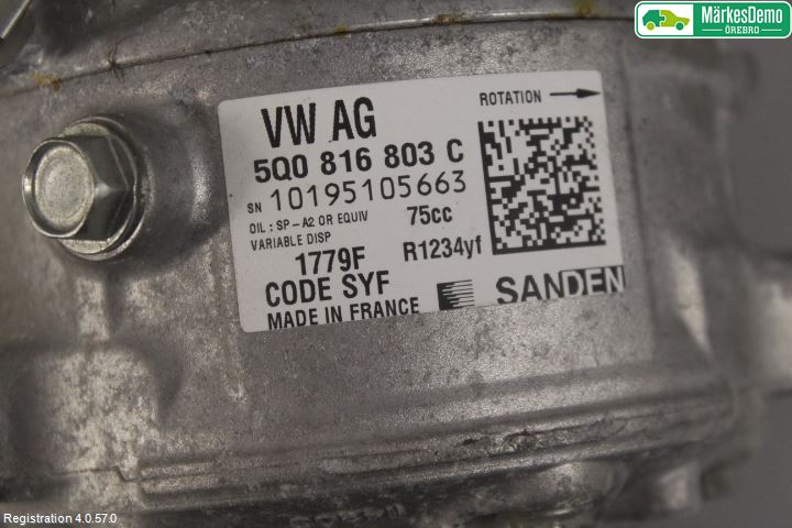 Volkswagen VW TOURAN 16- Varme Ac Kompressor