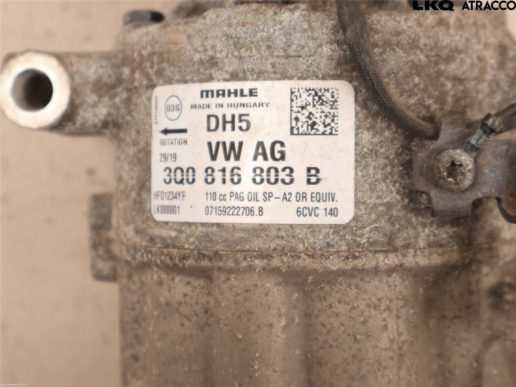 Volkswagen VW GOLF / E-GOLF VII 13-20 Varme Ac Kompressor