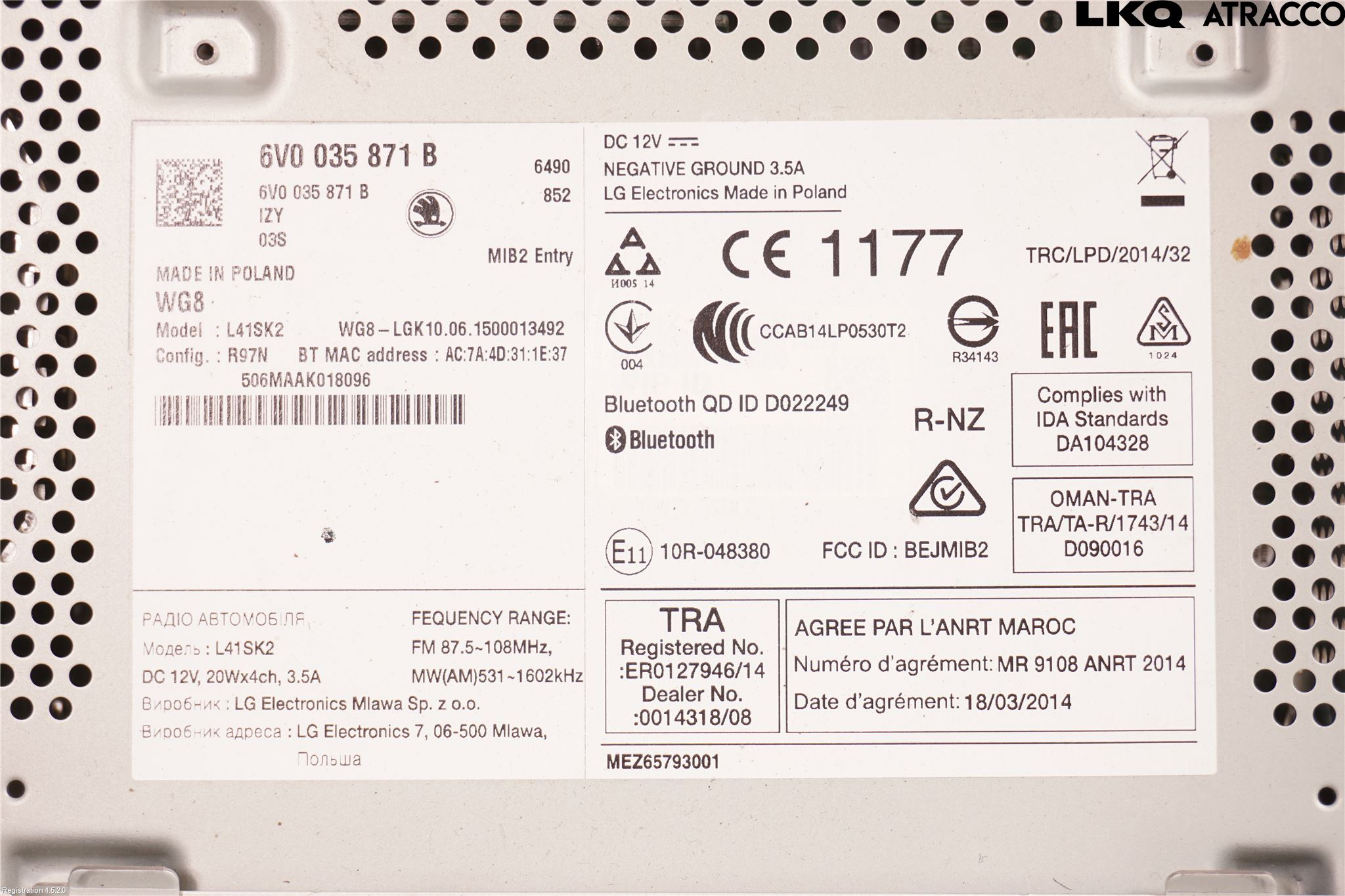 Skoda FABIA 15-21 Stereo Radio Med Cd