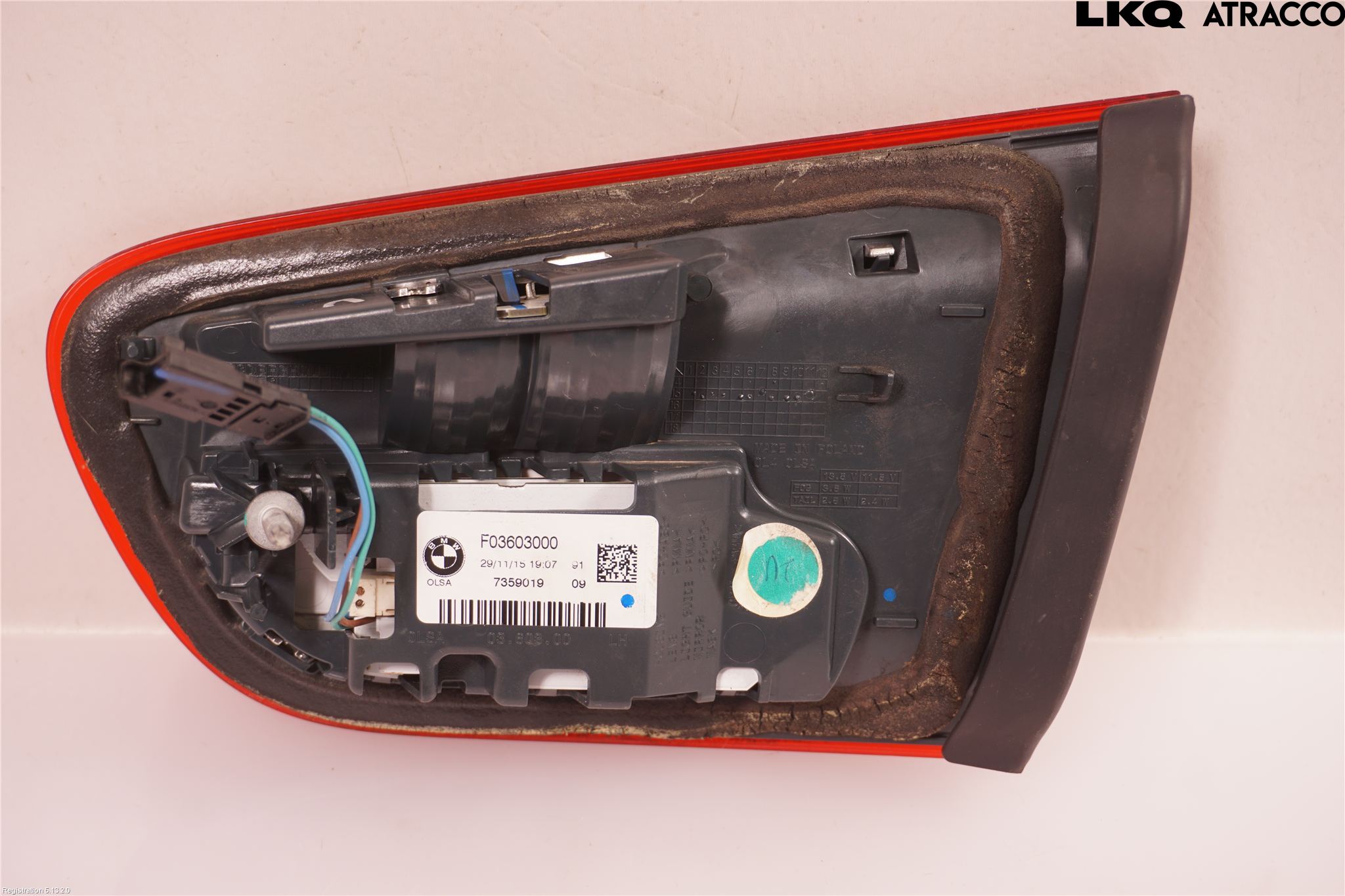 BMW 1 F20/F21 11-19 Baklykt Venstre  På Luke(Indre
