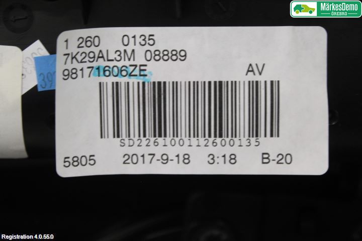 Peugeot 5008 17-24 Innr Dørtrekk Høyre