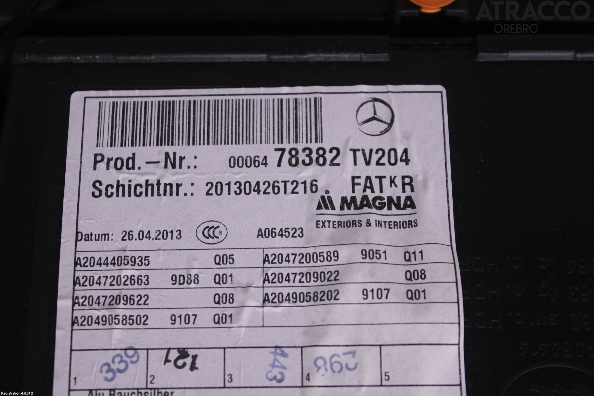 Mercedes-Benz MB C-KLASS (W204) 07-15 Innr Dørtrekk Høyre