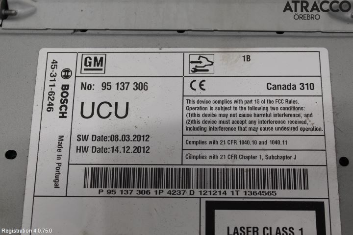 GM CHEVROLET CRUZE Stereo Radio