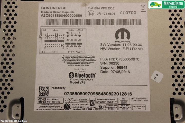Fiat 500X 15- Stereo Radio Med Cd