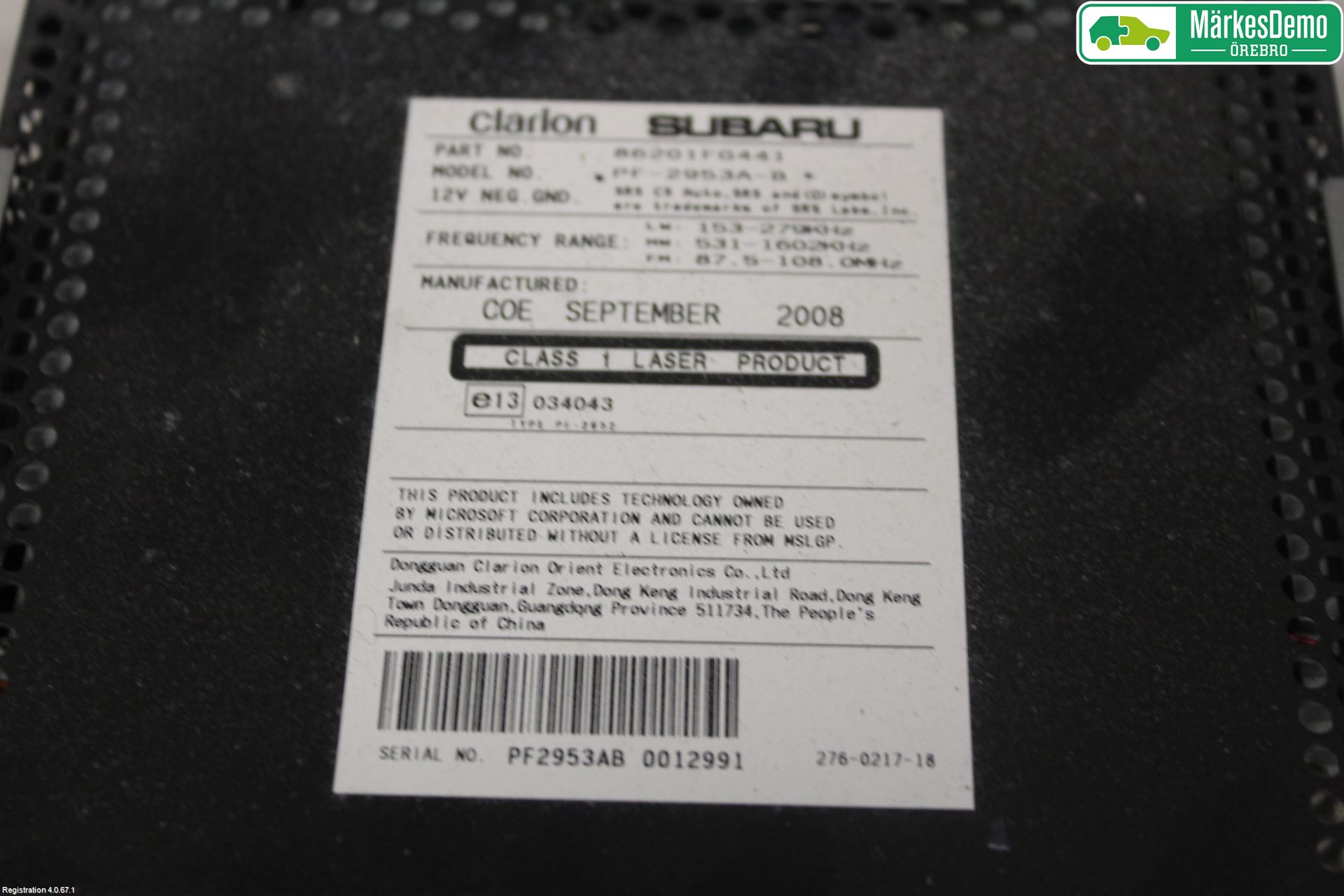 Subaru IMPREZA III 08-11 Stereo Radio Med Cd