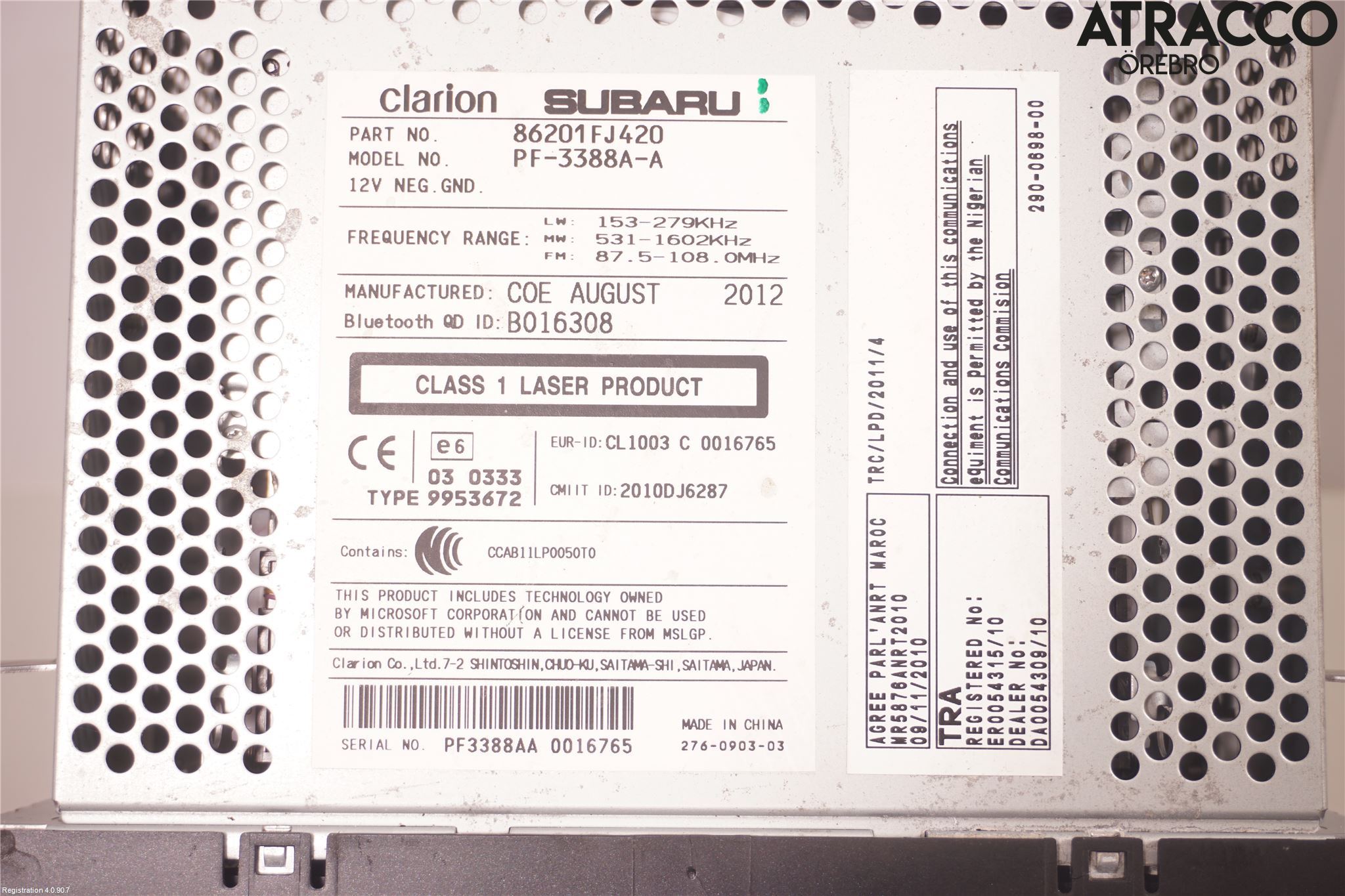 Subaru XV 12-17 Stereo Radio Med Cd