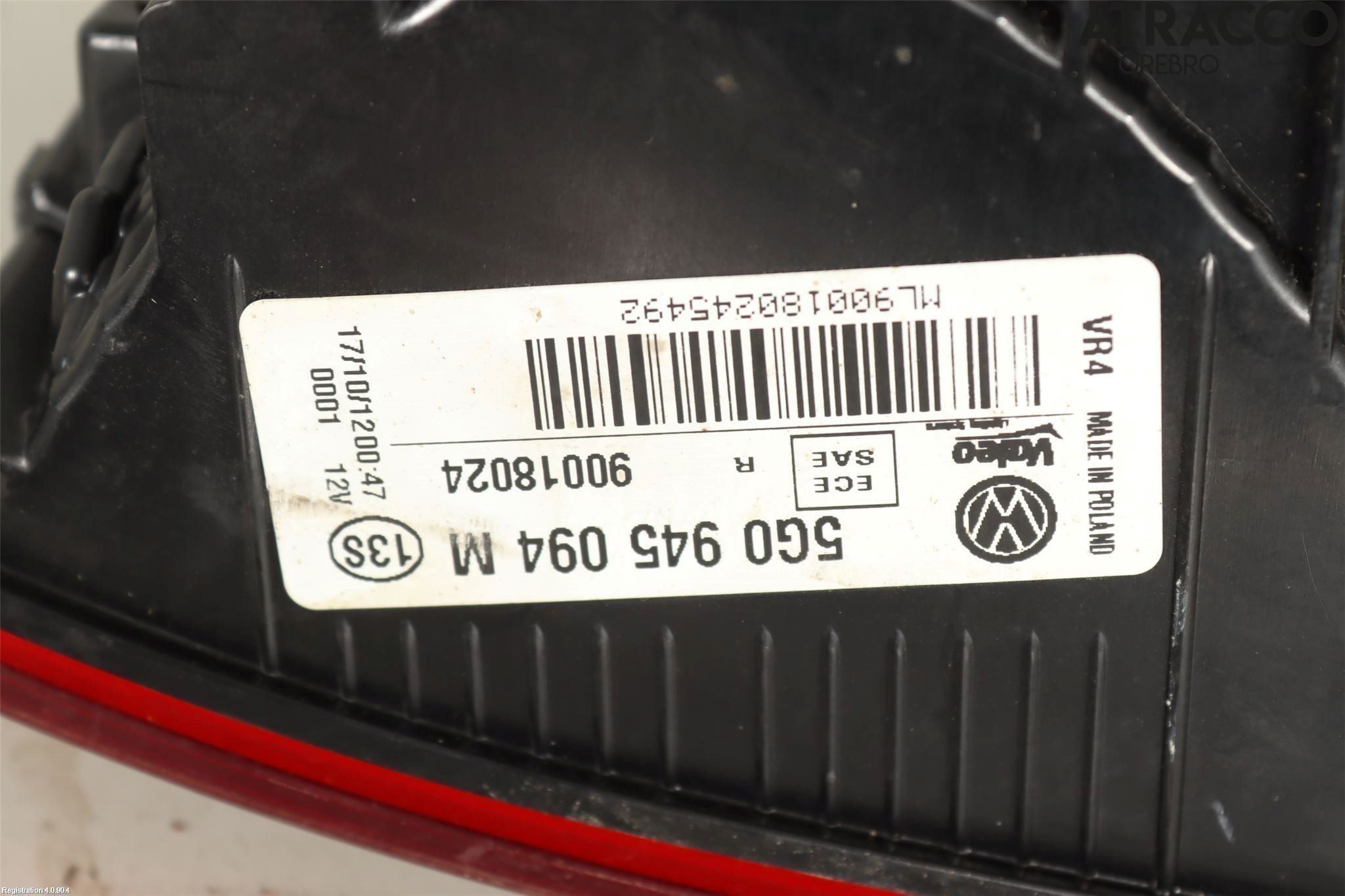 Volkswagen VW GOLF / E-GOLF VII 13-20 Baklykt Høyre  På Luke(Indre)