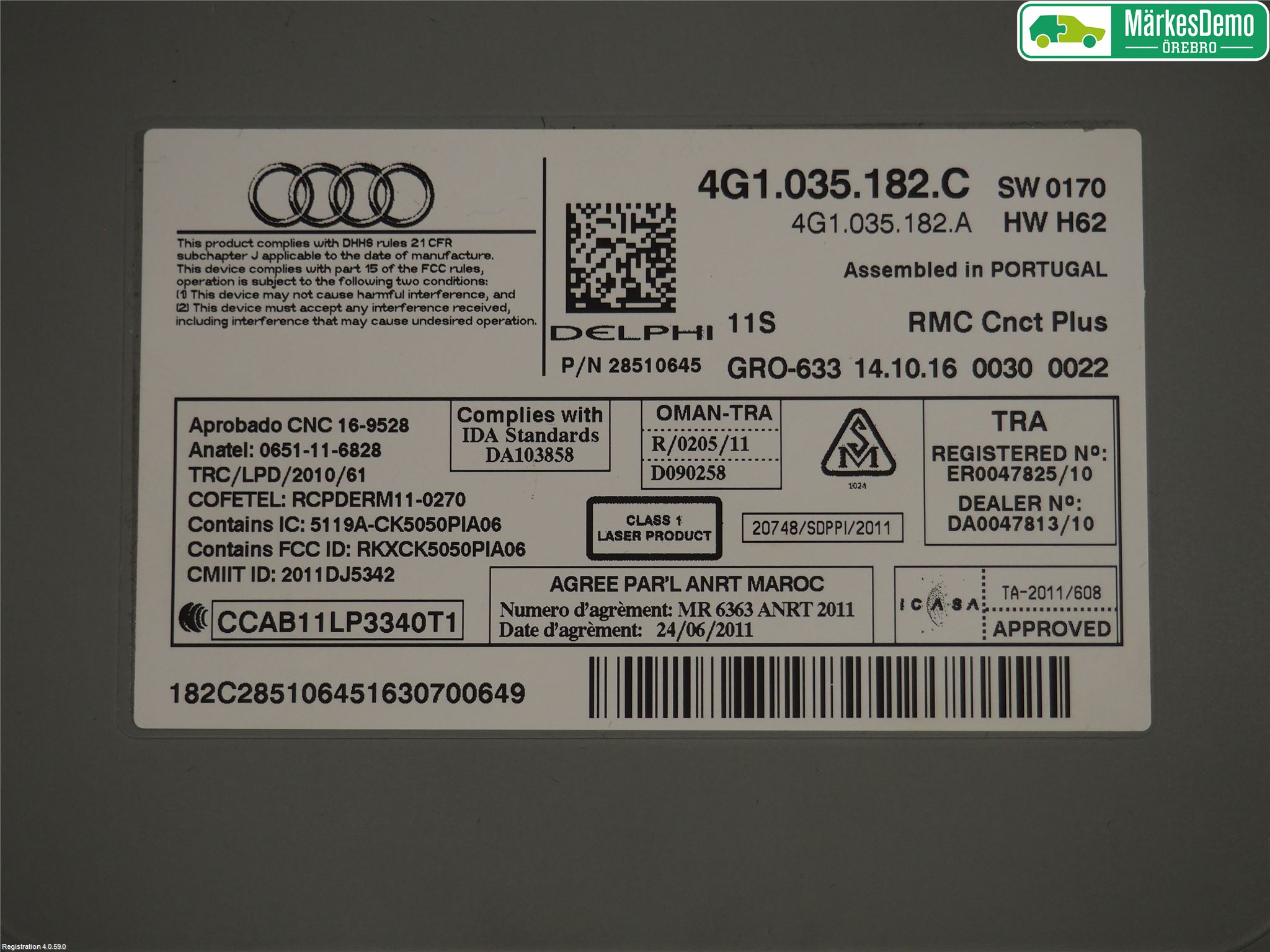 Audi A6/S6 4G 11-18 Stereo Radio Med Cd