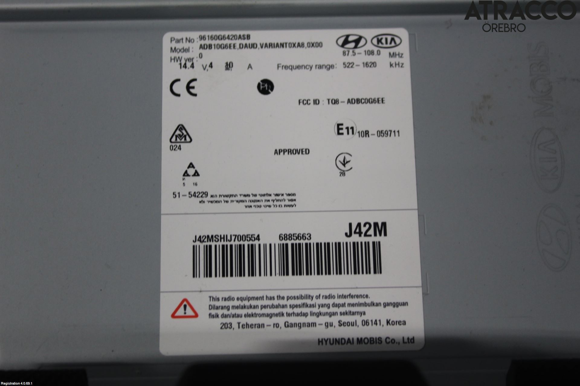 Kia PICANTO 17- Stereo Radio Med Cd