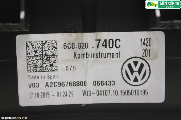 Volkswagen VW POLO 10-17 Instr Kombinert