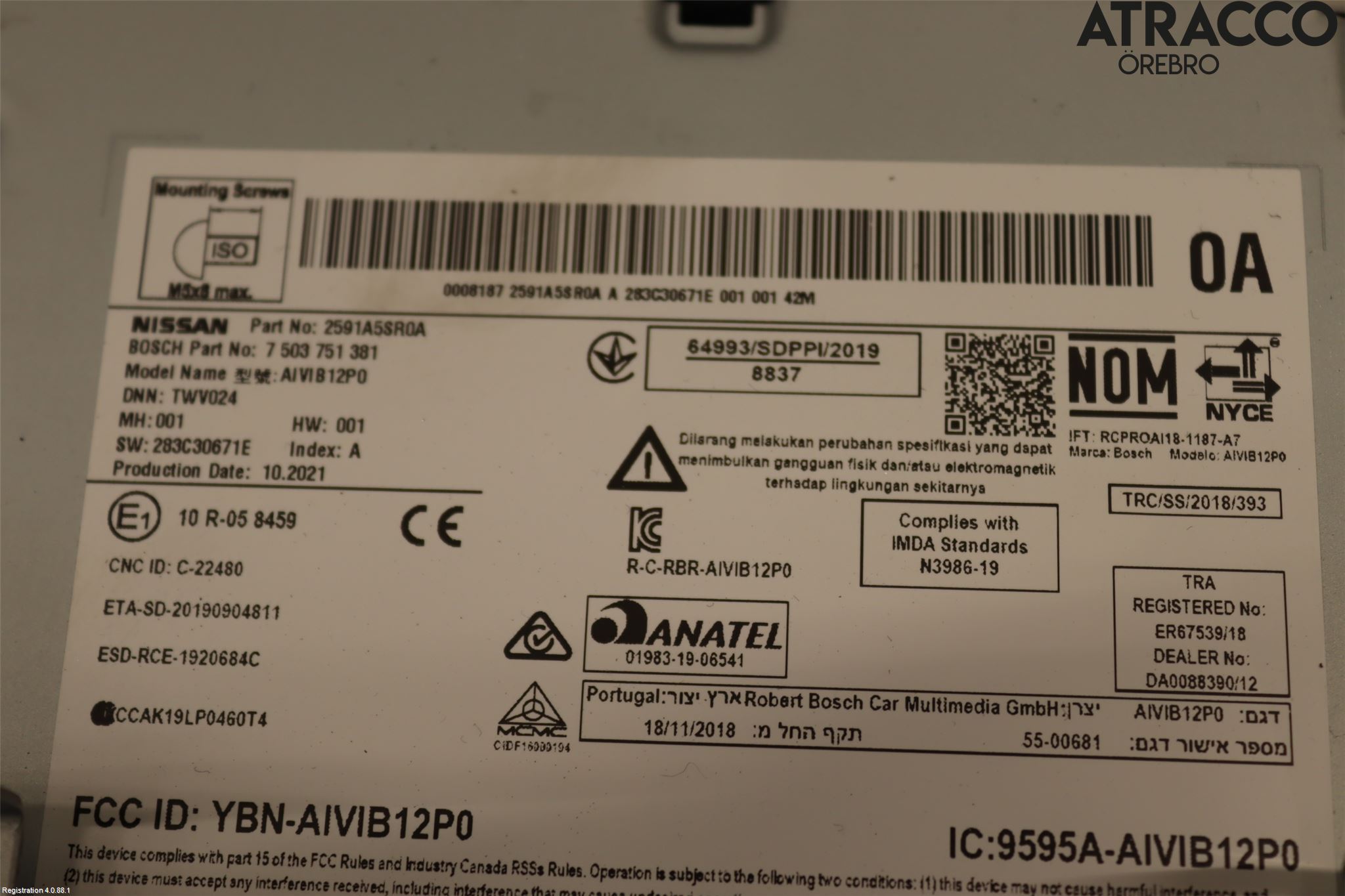 Nissan LEAF 18- Stereo Radio Med Cd