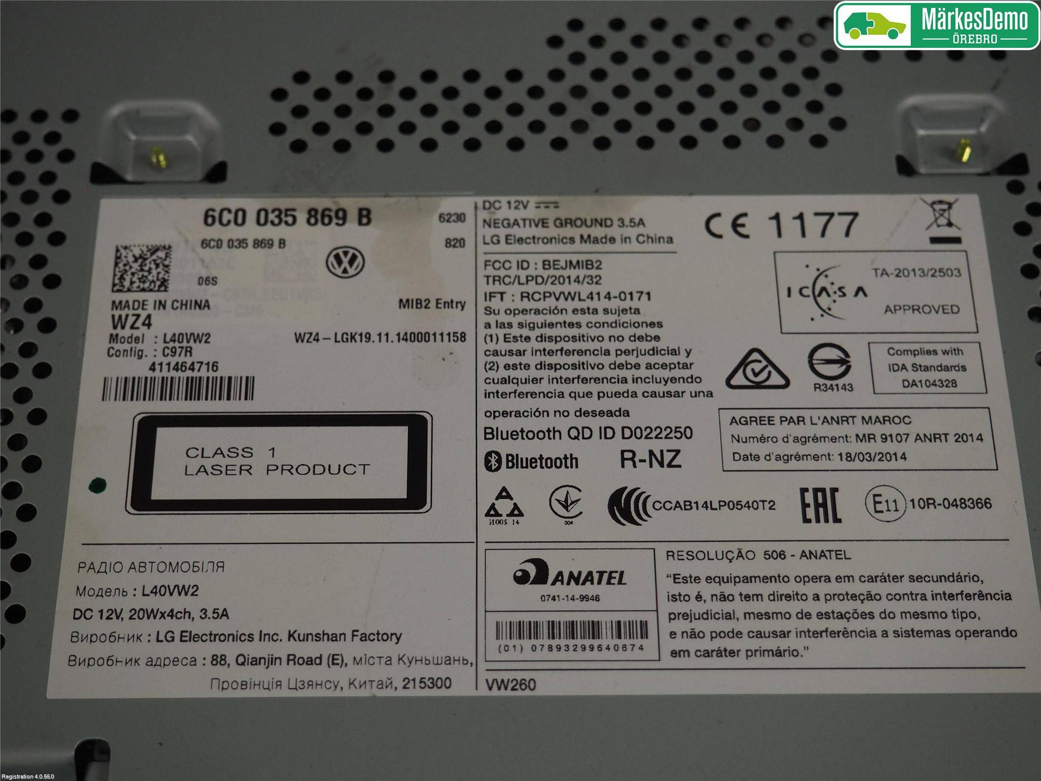 Volkswagen VW POLO 10-17 Stereo Radio Med Cd