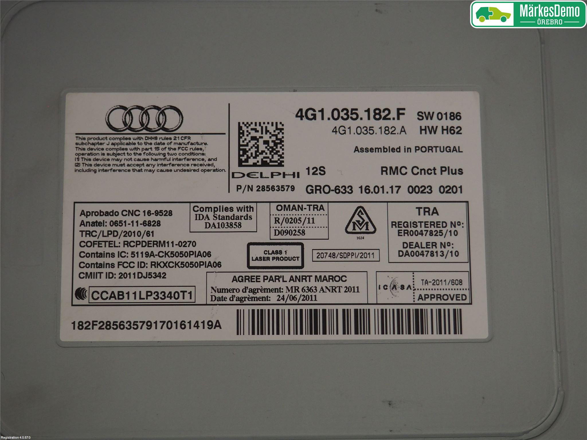 Audi A6/S6 4G 11-18 Stereo Radio Med Cd