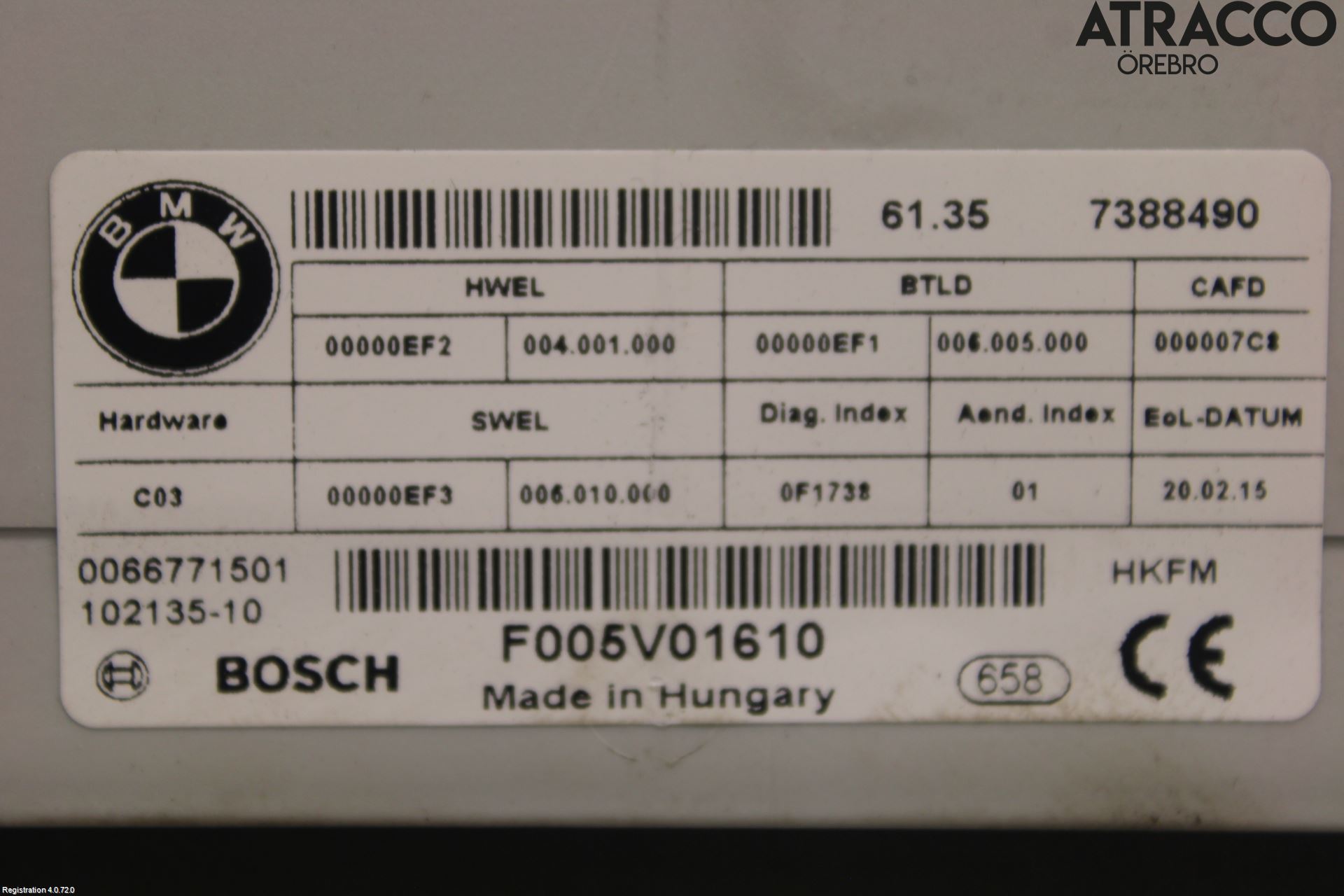 BMW 3 F30/F31/F80 12-19 Styreenhet Bakluke