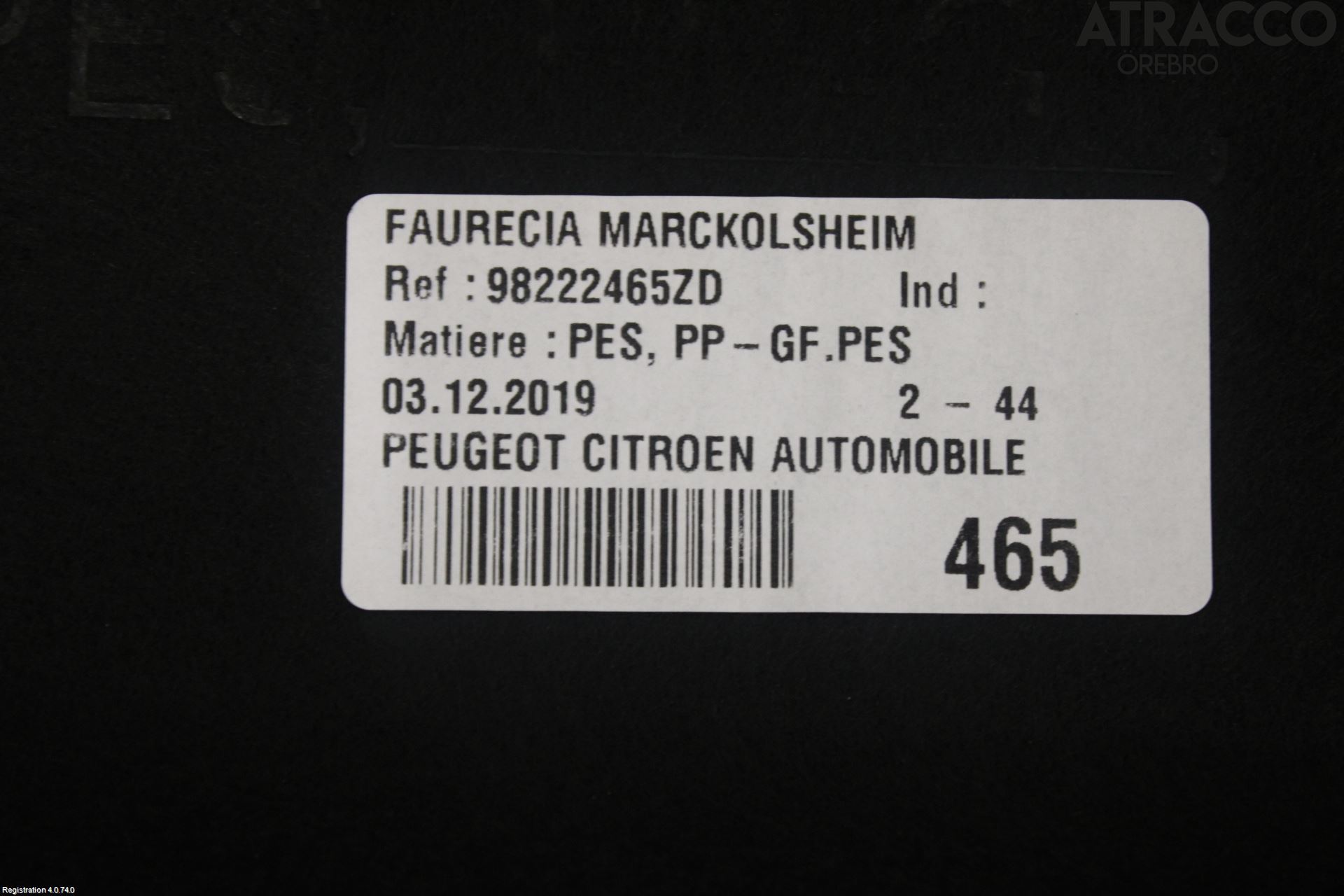 Peugeot 308 14-21 Innr Hattehylle