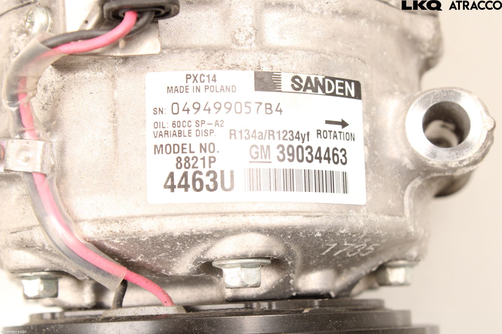 Opel ASTRA K 16-22 Varme Ac Kompressor