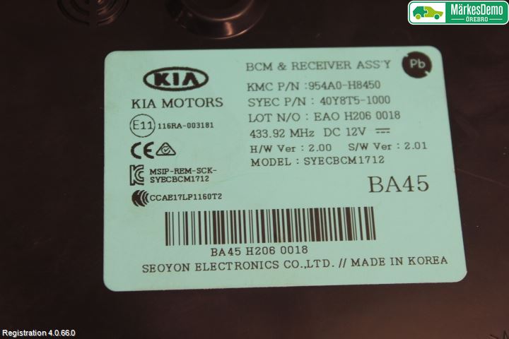 Kia STONIC 18->> Styreenhet Klima