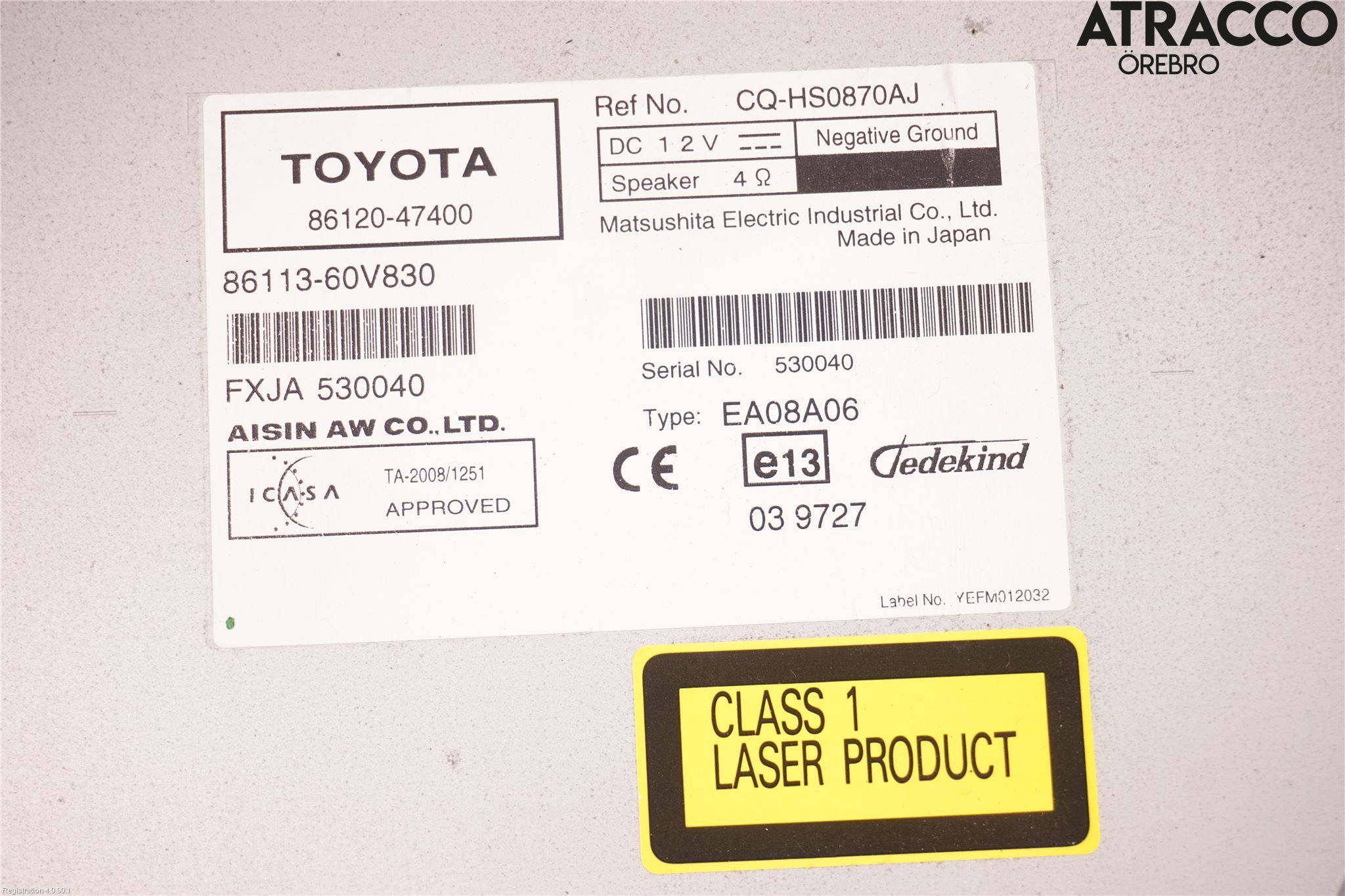 Toyota PRIUS ZVW30 09-20 Stereo Radio Med Cd