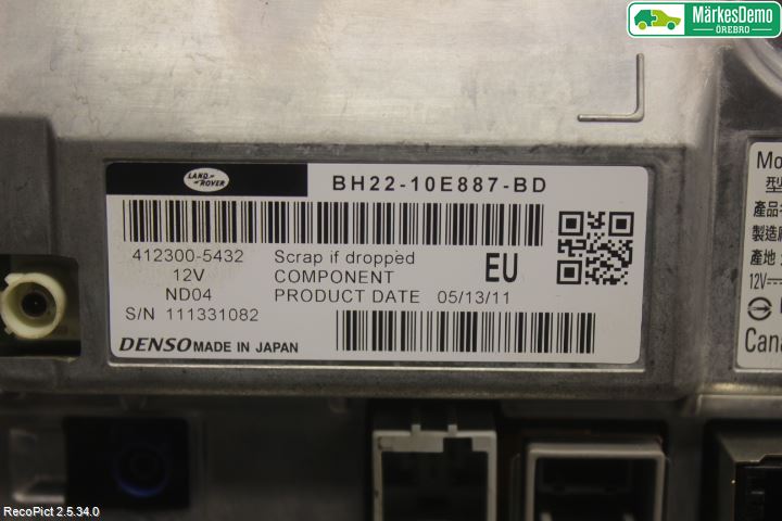 Landrover RANGE ROVER SPORT (L320) 10-13 Instr Skjerm Dvd-Gps-Ac-Tlf