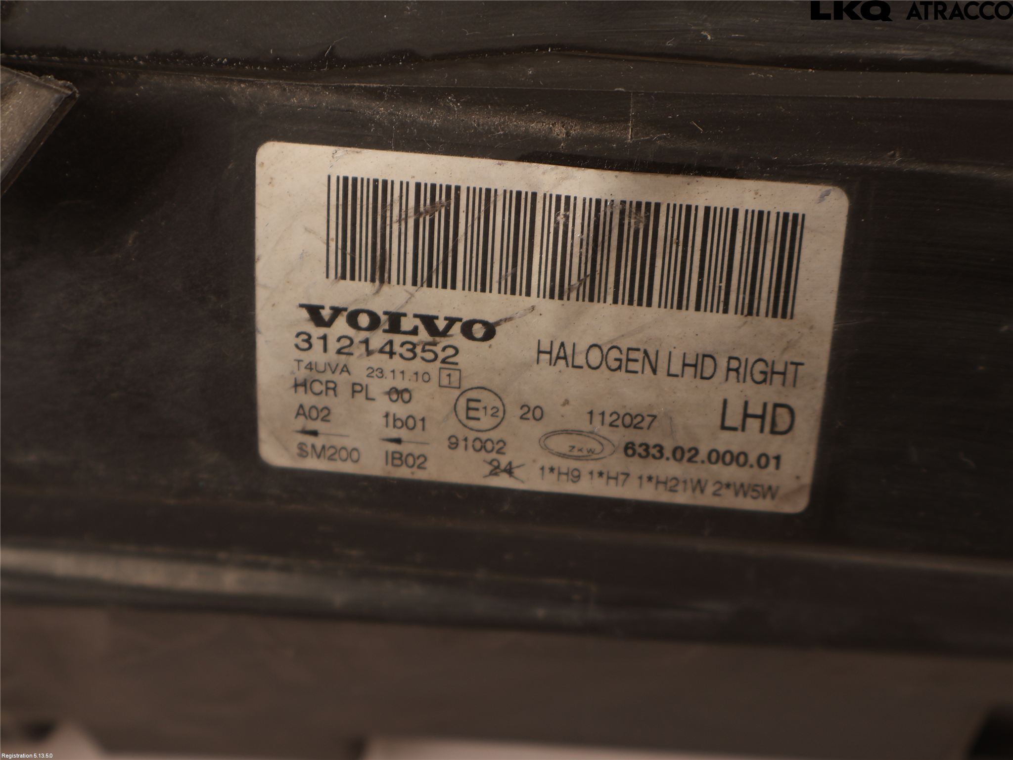Volvo V70 08-13 Frontlykt Høyre